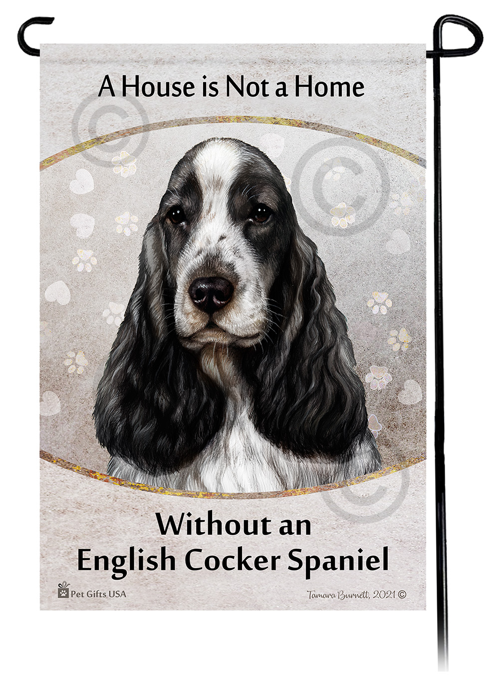 English Cocker Black & White A House Is Not A Home - Garden Flag image