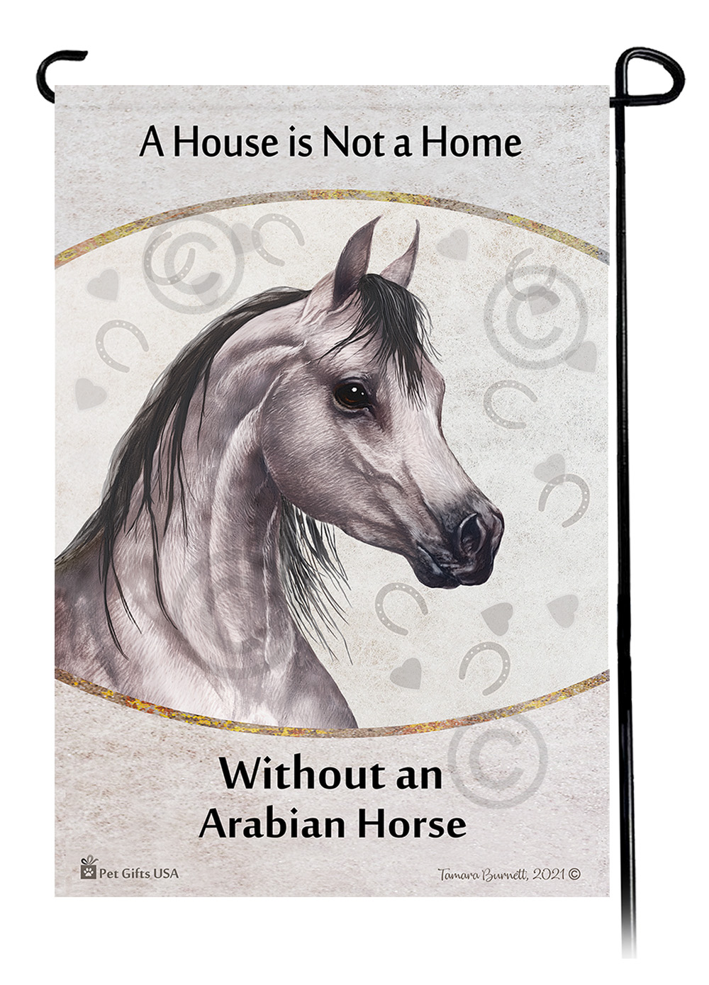 Arabian Horse Grey Dapple A House Is Not A Home - Garden Flag image Arabian Horse Grey Dapple A House Is Not A Home - Garden Flag image