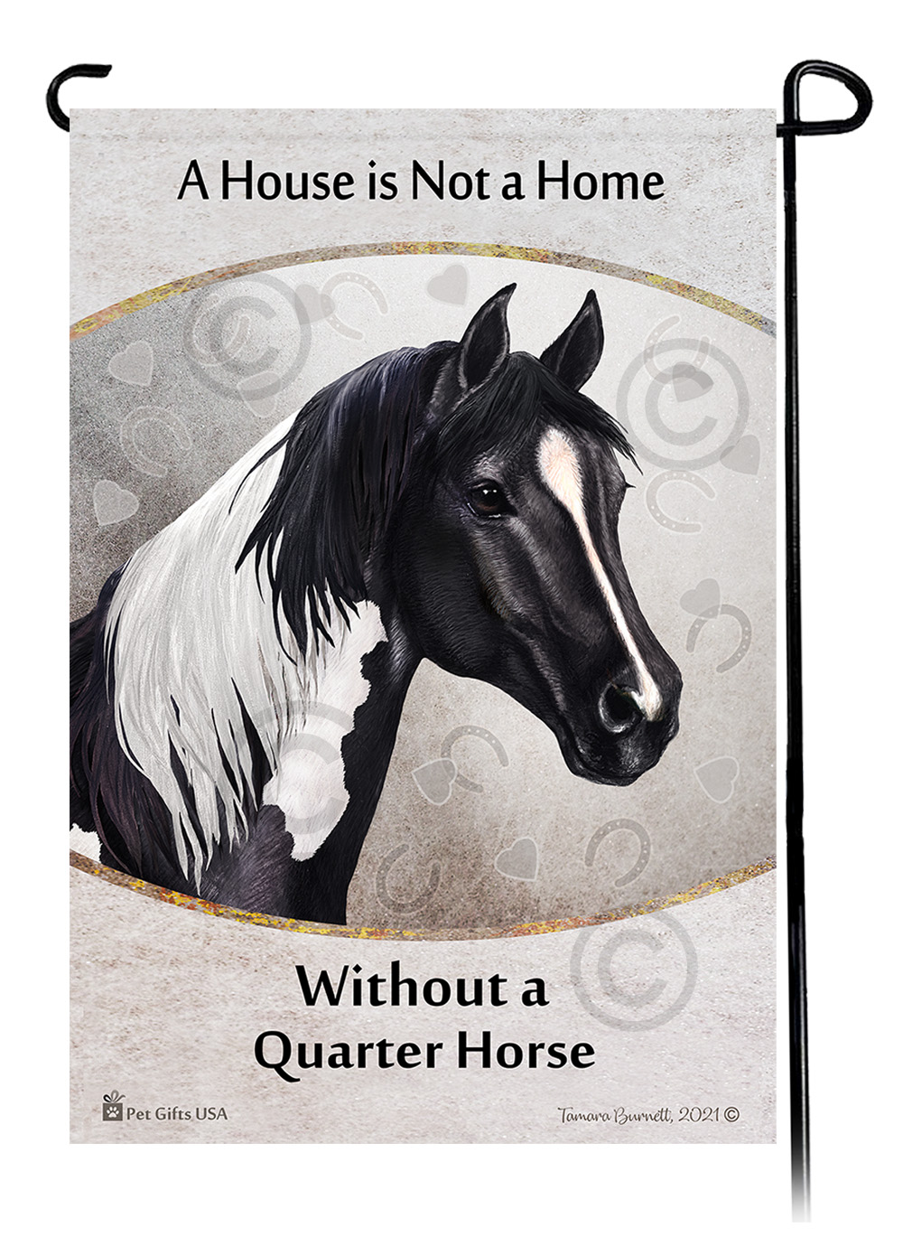 Quarter Horse Black Paint A House Is Not A Home - Garden Flag image Quarter Horse Black Paint A House Is Not A Home - Garden Flag image