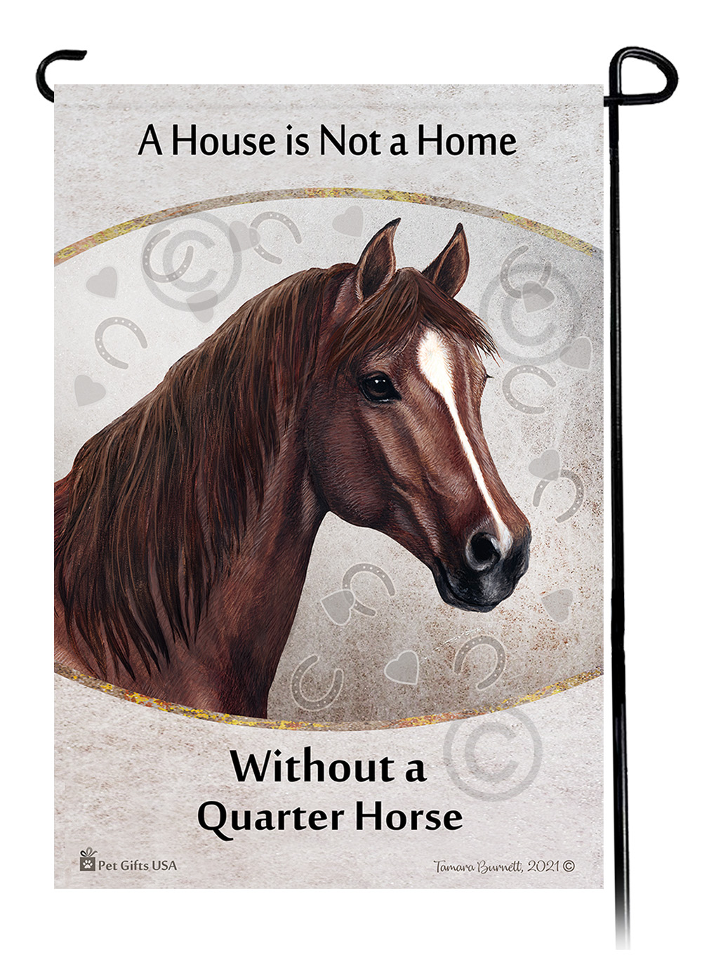 Quarter Horse Chestnut A House Is Not A Home - Garden Flag image Quarter Horse Chestnut A House Is Not A Home - Garden Flag image