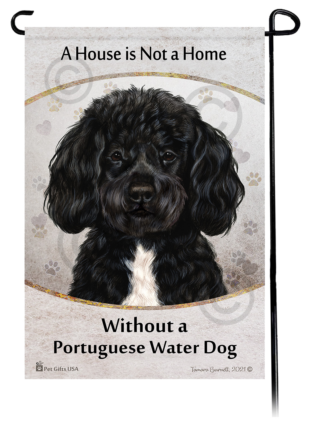 Portuguese Water Dog Black Bearded A House Is Not A Home - Garden Flag image