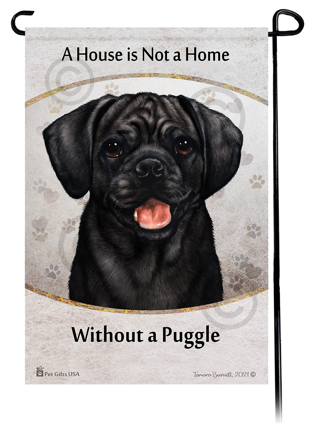 Puggle Black A House Is Not A Home - Garden Flag image