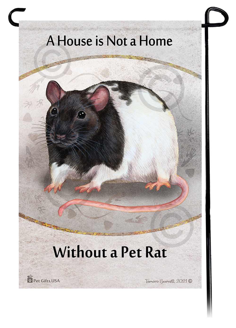 Rat Black & White Hooded A House Is Not A Home - Garden Flag image