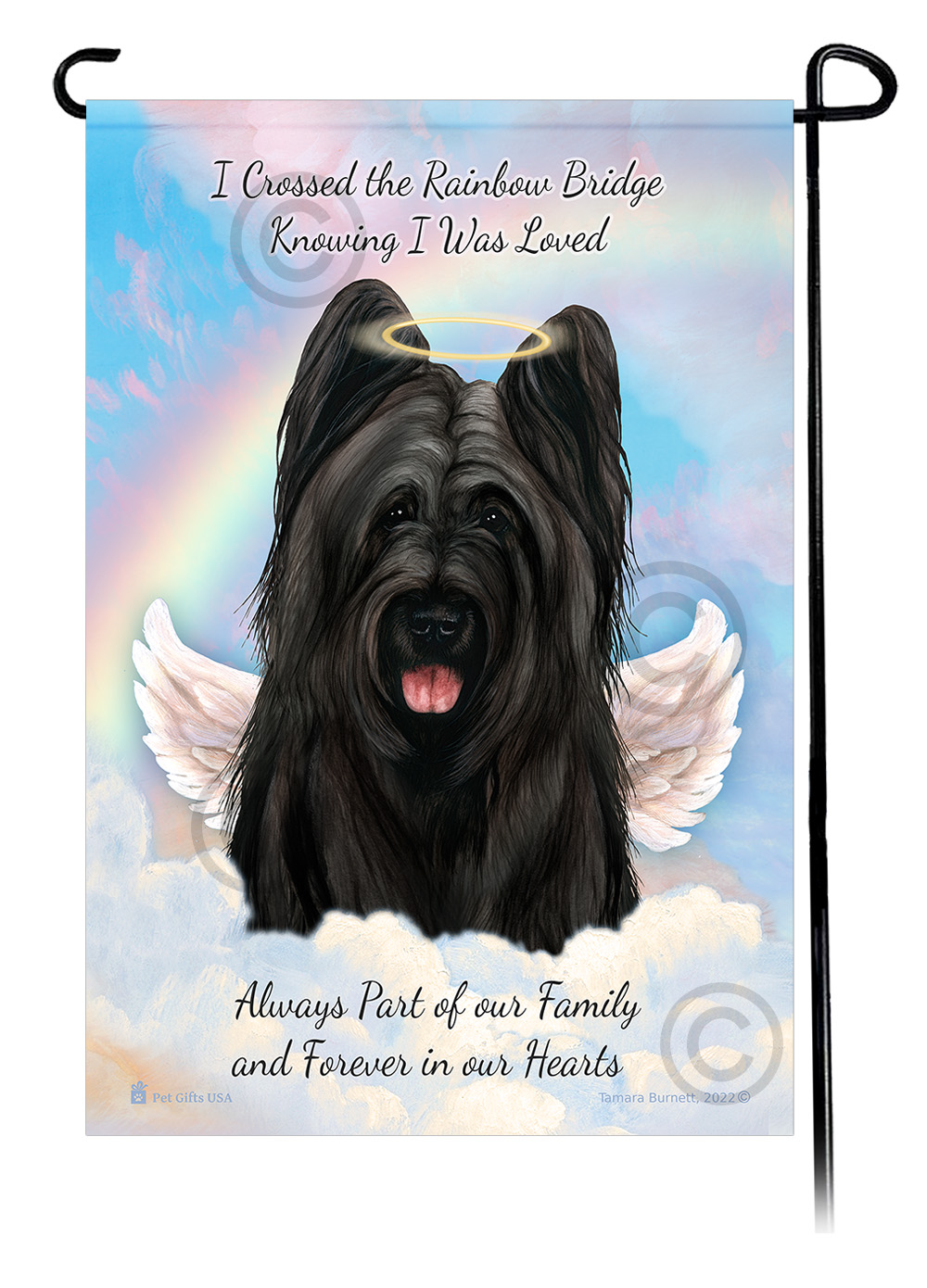 Briard Black Cropped Ears Memorial - Garden Flag image