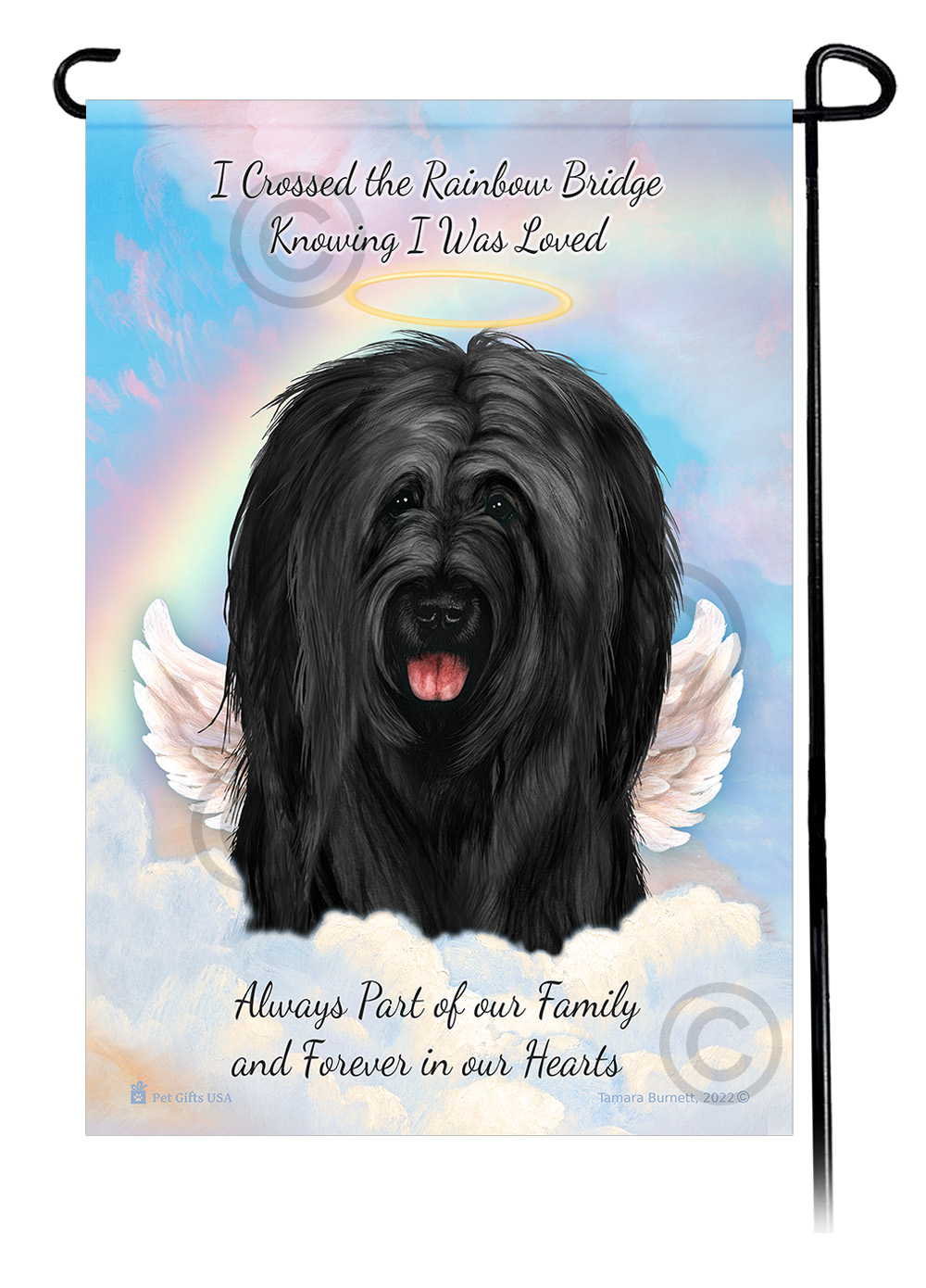 Briard Black Uncropped Ears Memorial - Garden Flag image
