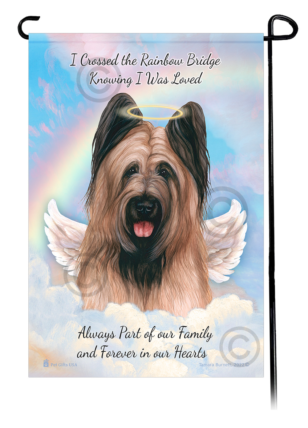 Briard Fawn Cropped Ears Memorial - Garden Flag image