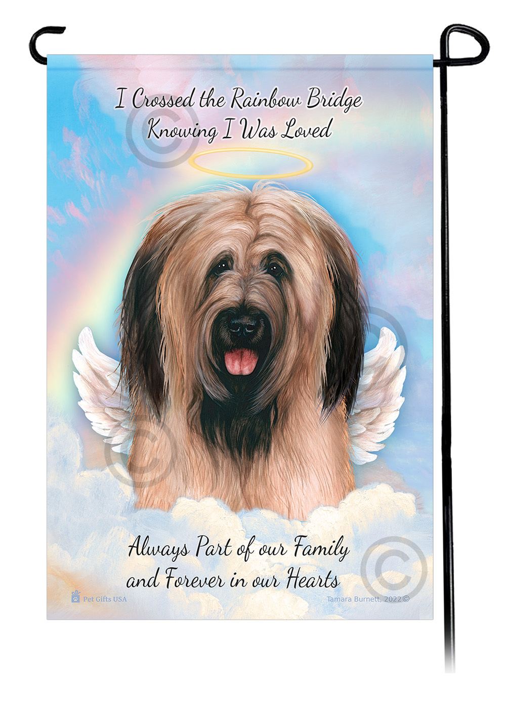 Briard Fawn Uncropped Ears Memorial - Garden Flag Image