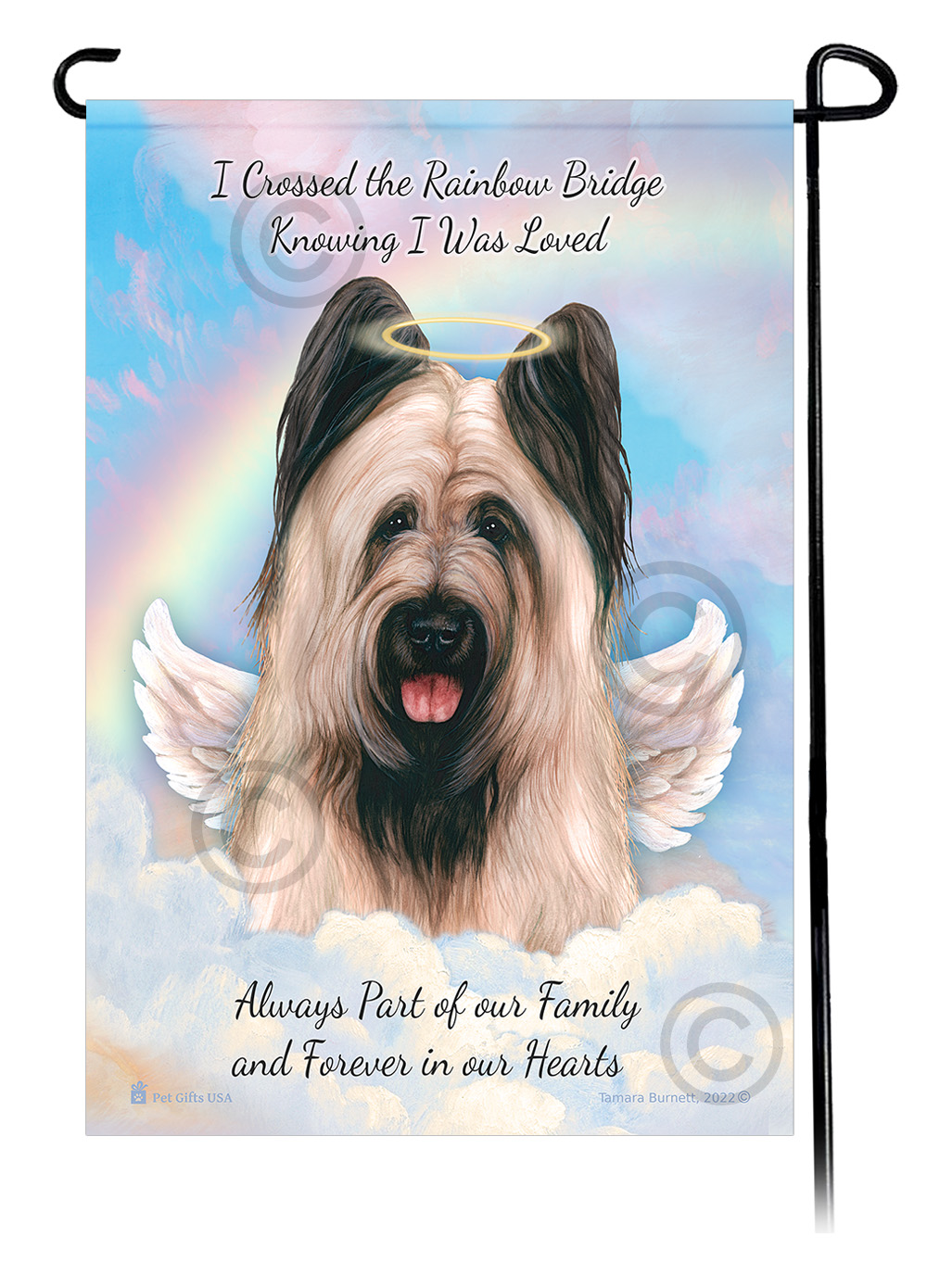 Briard Light Fawn Cropped Ears Memorial - Garden Flag image