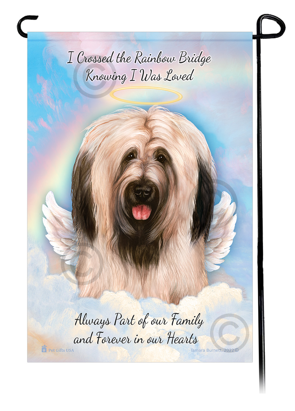 Briard Light Fawn Uncropped Ears Memorial - Garden Flag Image
