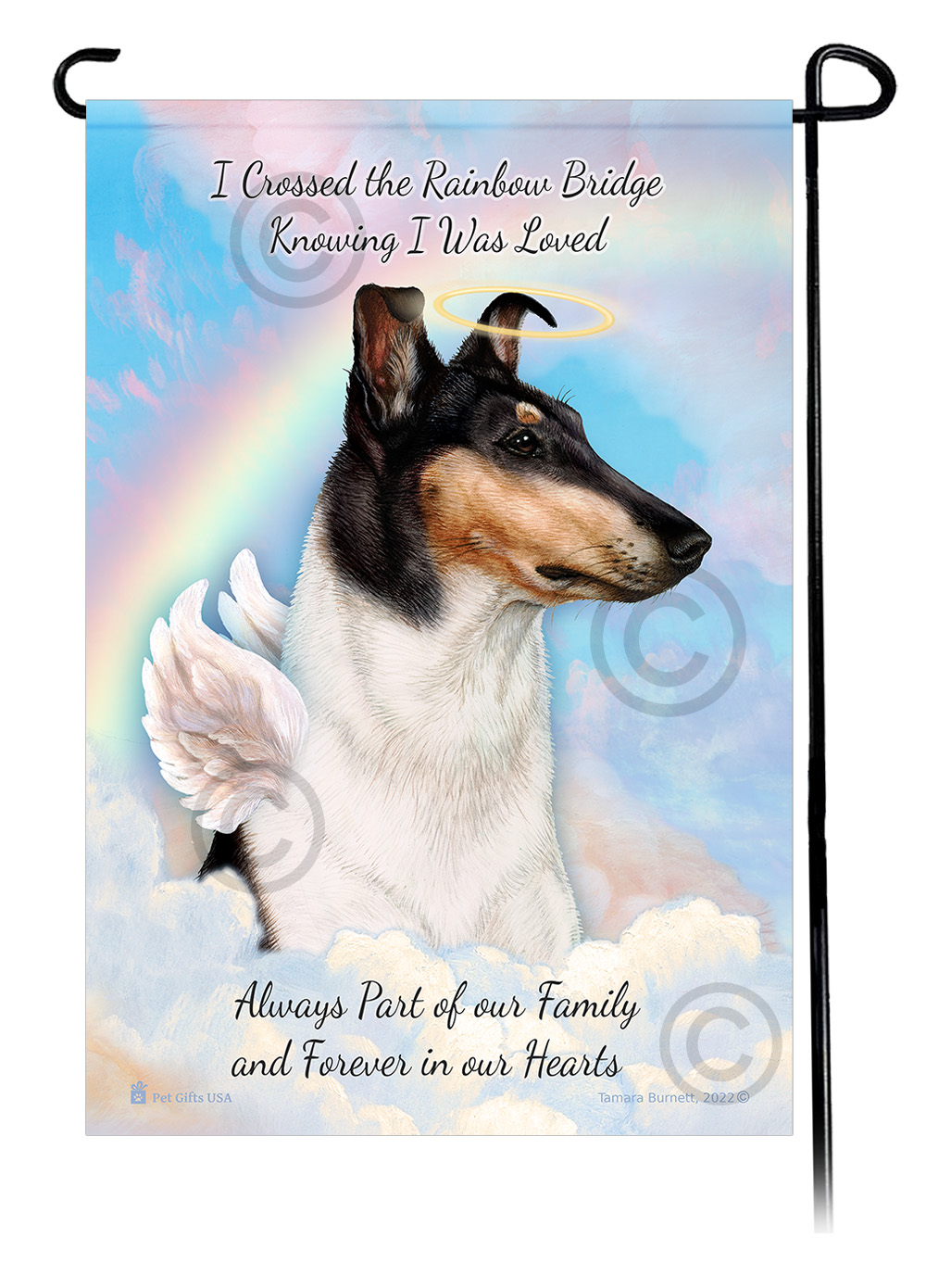 Smooth Collie Tri-Color Memorial - Garden Flag image