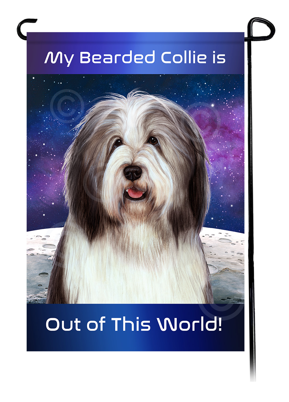 Bearded Collie Gray/White - Out Of This World Garden Flag image