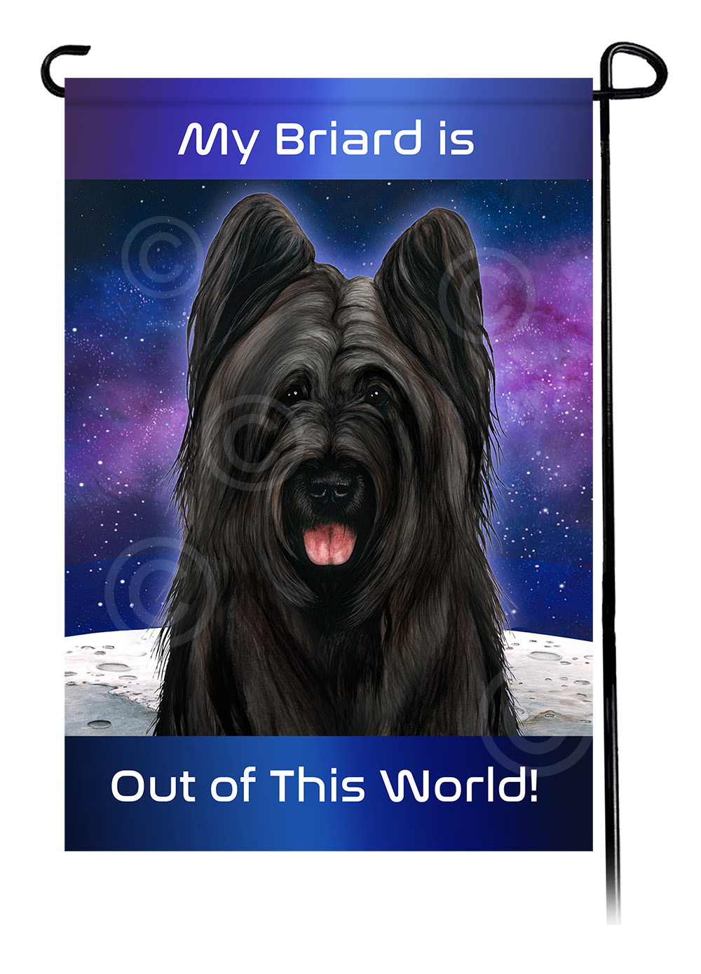 Briard Black Cropped - Out Of This World Garden Flag image Briard Black Cropped - Out Of This World Garden Flag image