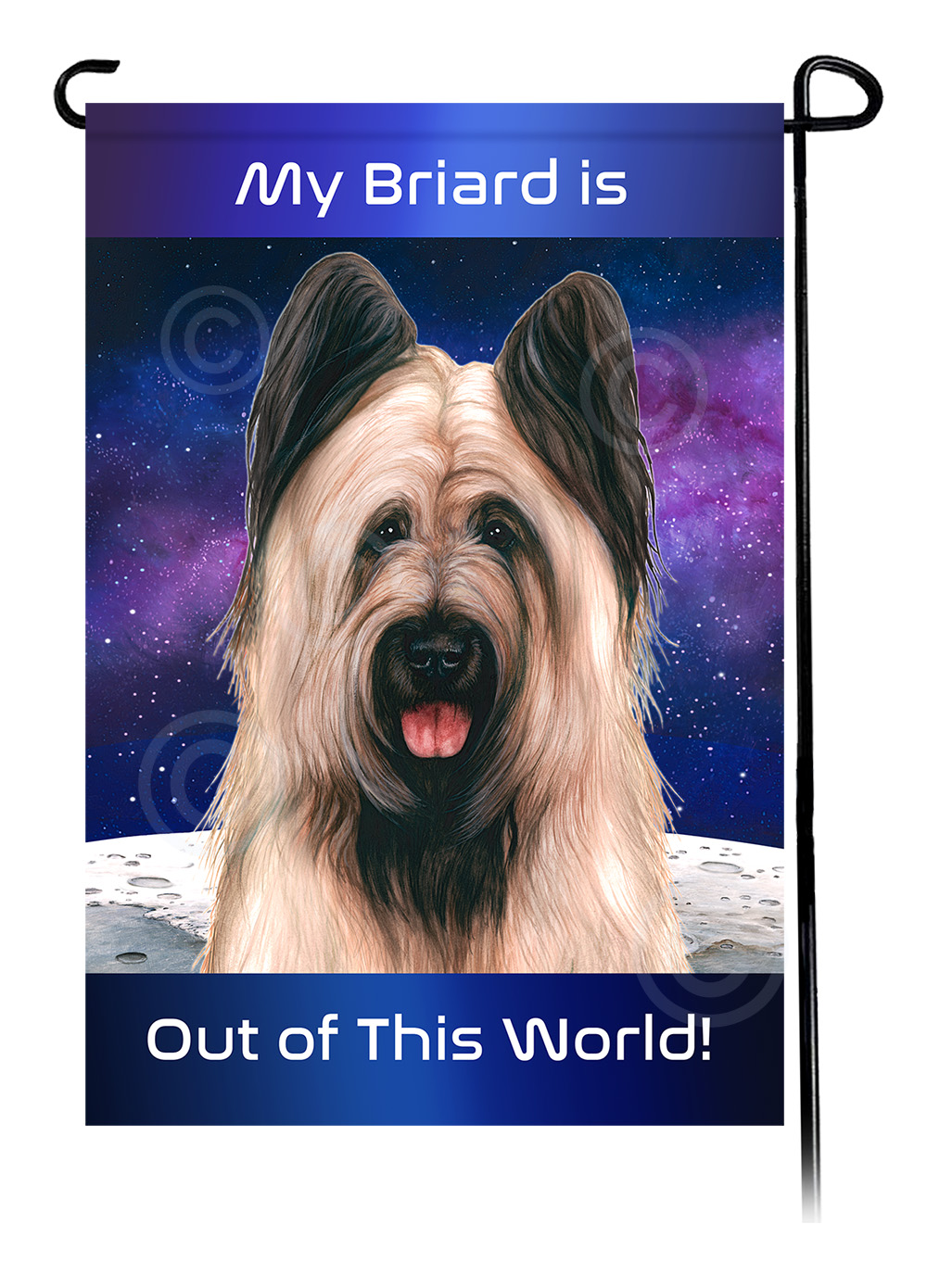 Briard Light Fawn Cropped - Out Of This World Garden Flag image Briard Light Fawn Cropped - Out Of This World Garden Flag image
