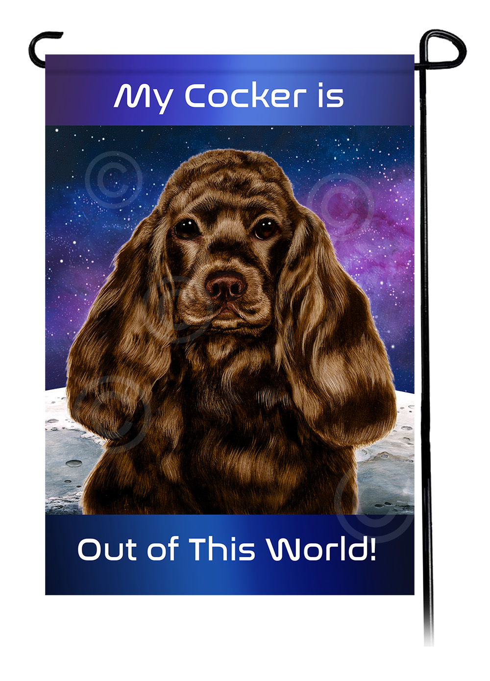 Cocker Spaniel Chocolate - Out Of This World Garden Flag - | Arks-N-Barks