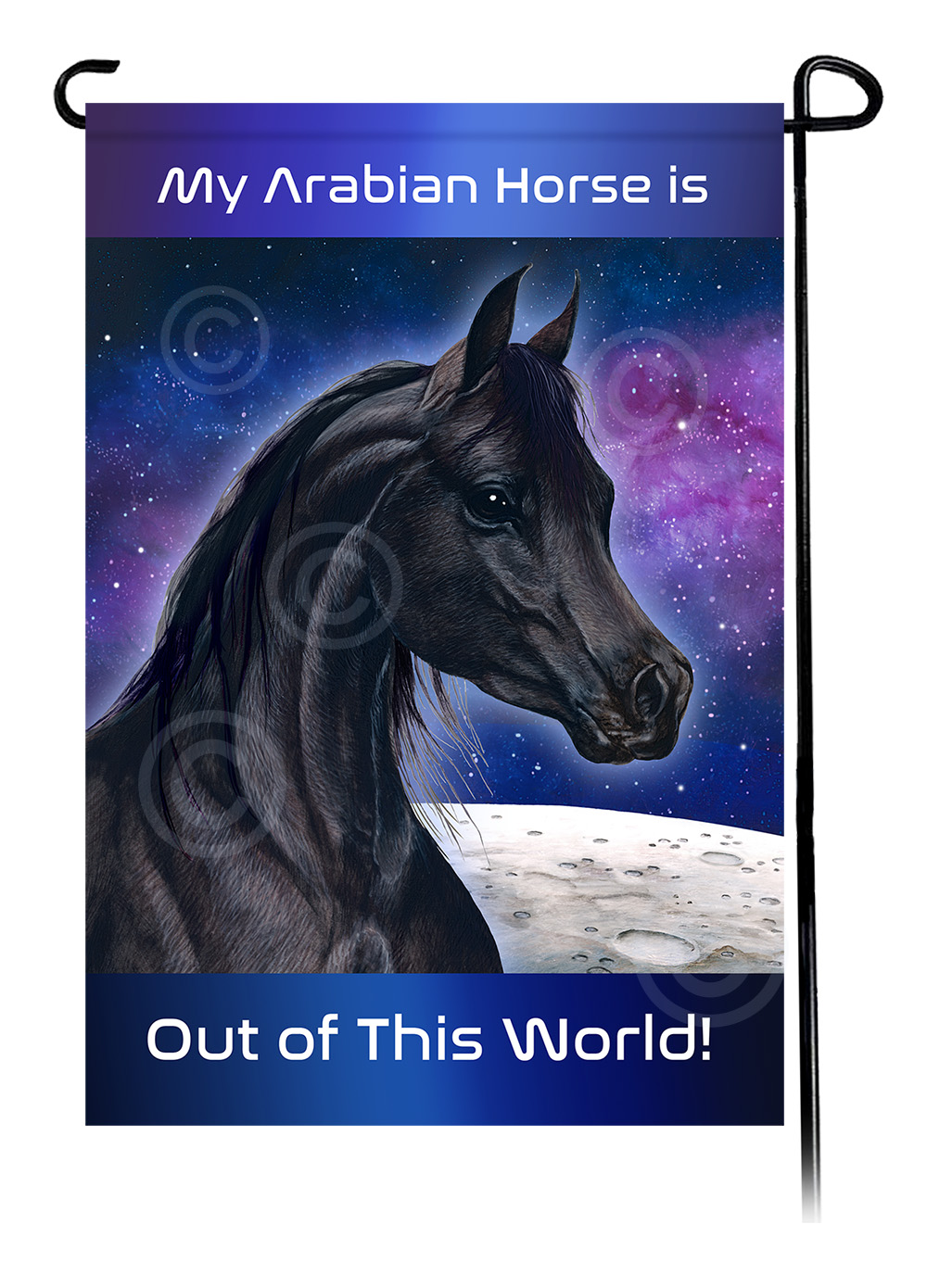 Horse Arabian Black - Out Of This World Garden Flag image