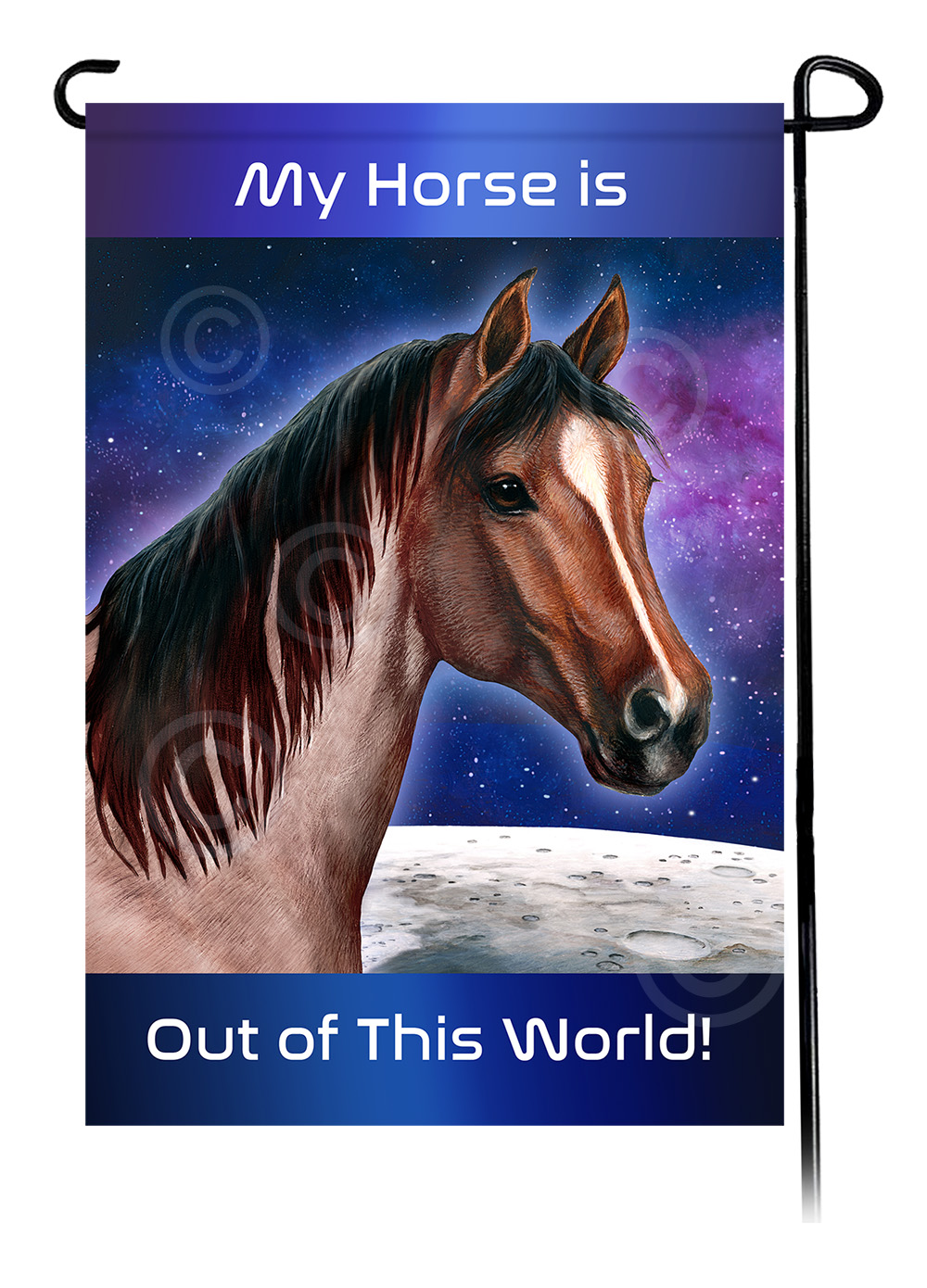 Horse Quarter Bay Roan - Out Of This World Garden Flag image