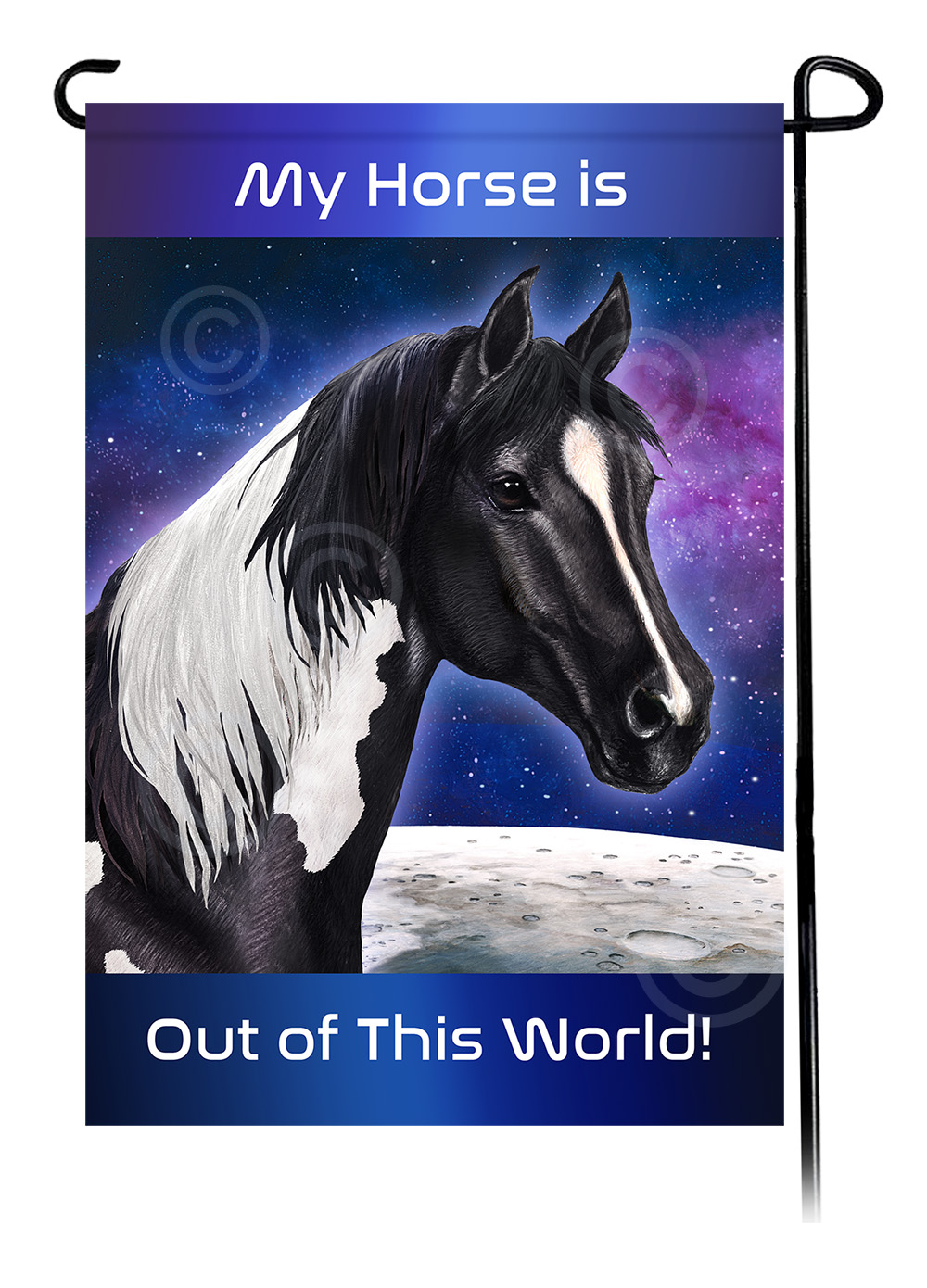 Horse Quarter Black Paint - Out Of This World Garden Flag image