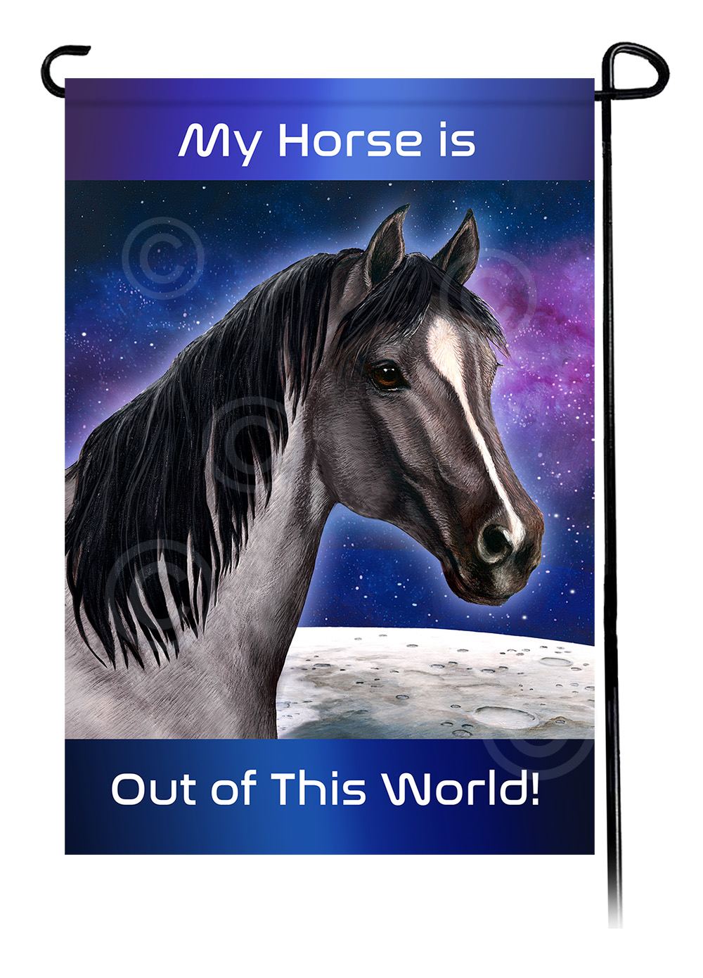Horse Quarter Blue Roan - Out Of This World Garden Flag image
