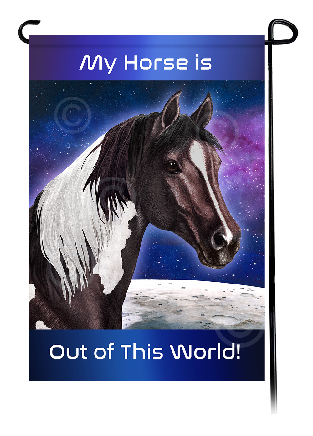 Horse Quarter Brown Paint - Out Of This World Garden Flag image