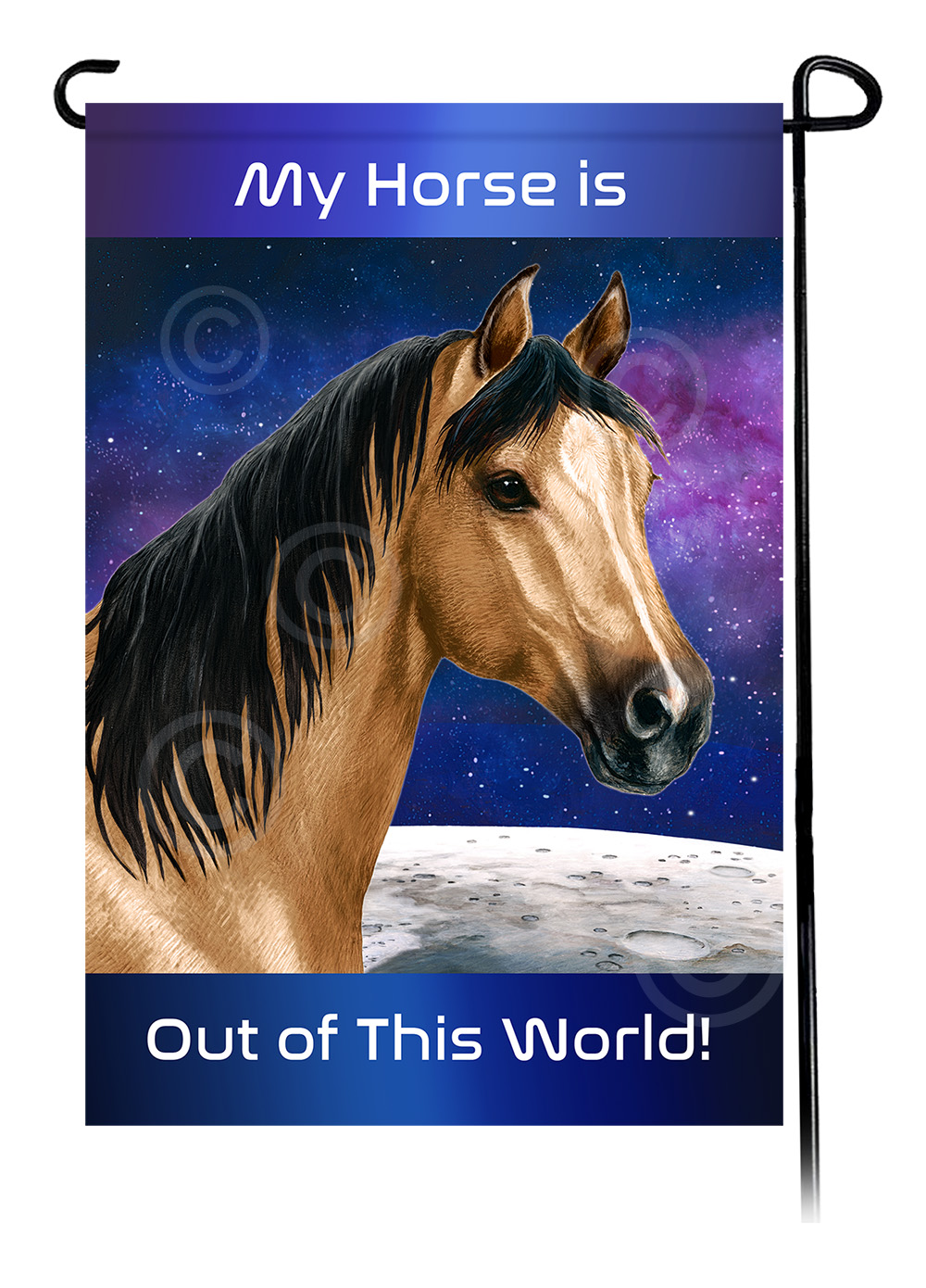 Horse Quarter Buckskin - Out Of This World Garden Flag image