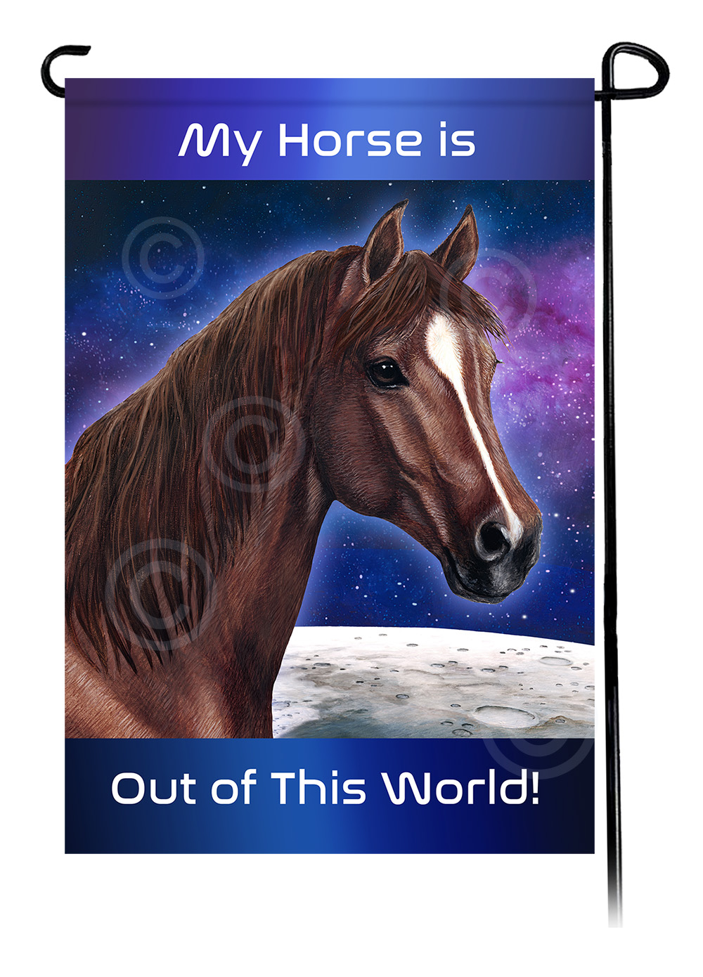 Horse Quarter Chestnut - Out Of This World Garden Flag image