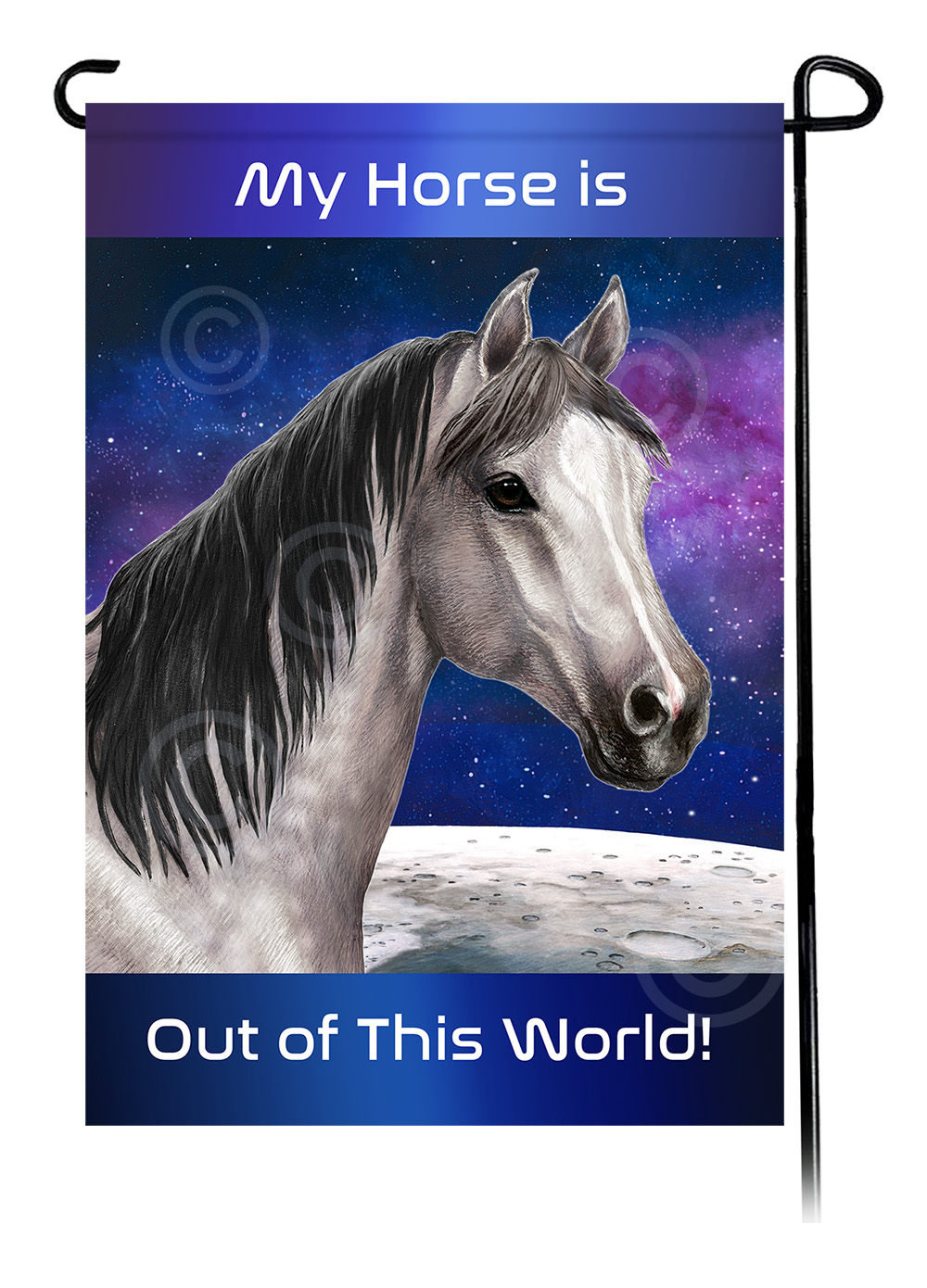 Horse Quarter Grey - Out Of This World Garden Flag image