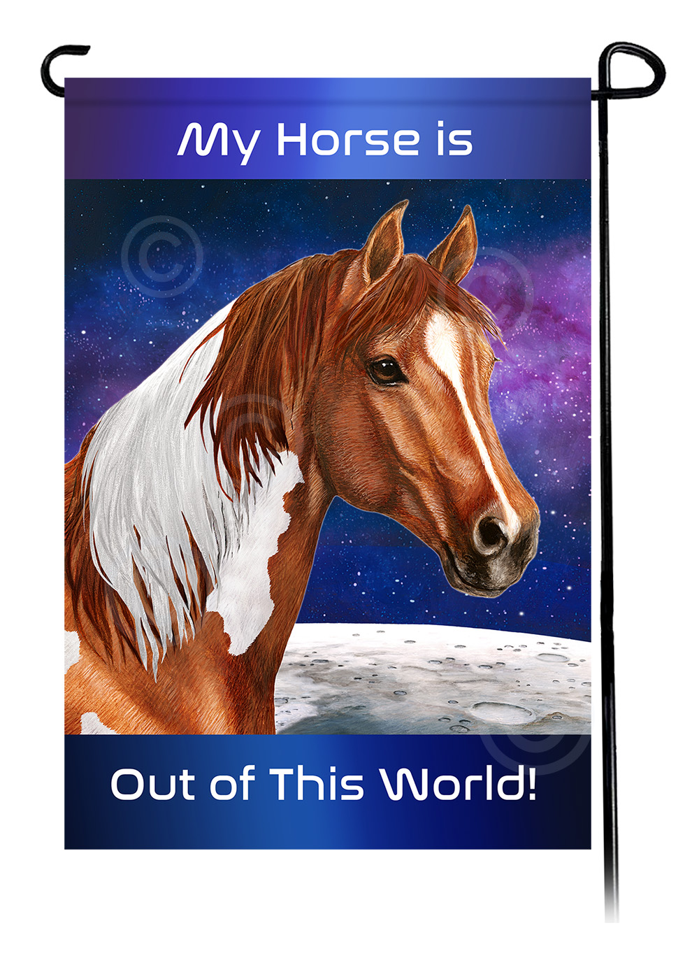 Horse Quarter Sorrel Paint - Out Of This World Garden Flag image