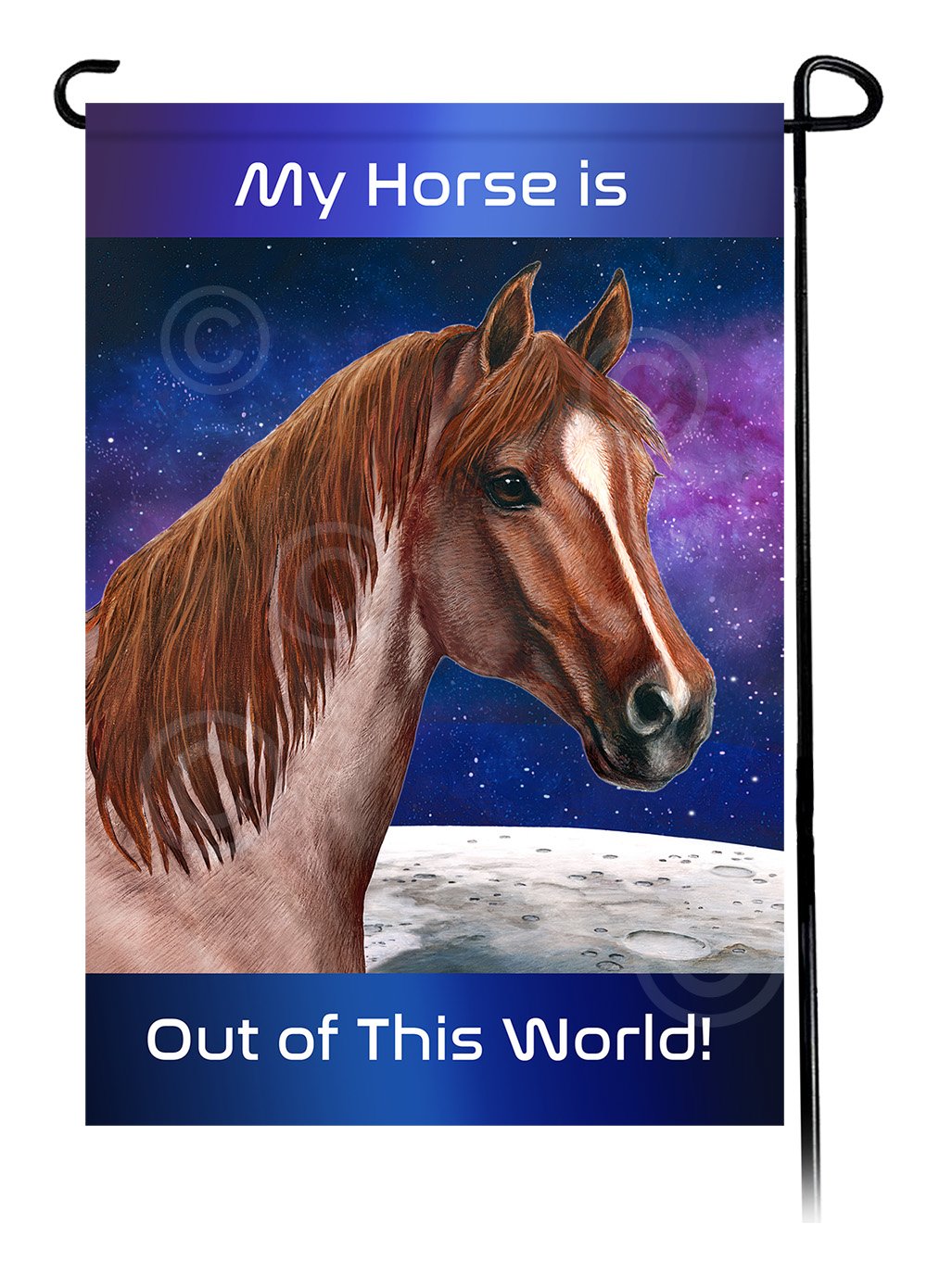 Horse Quarter Strawberry Roan - Out Of This World Garden Flag image