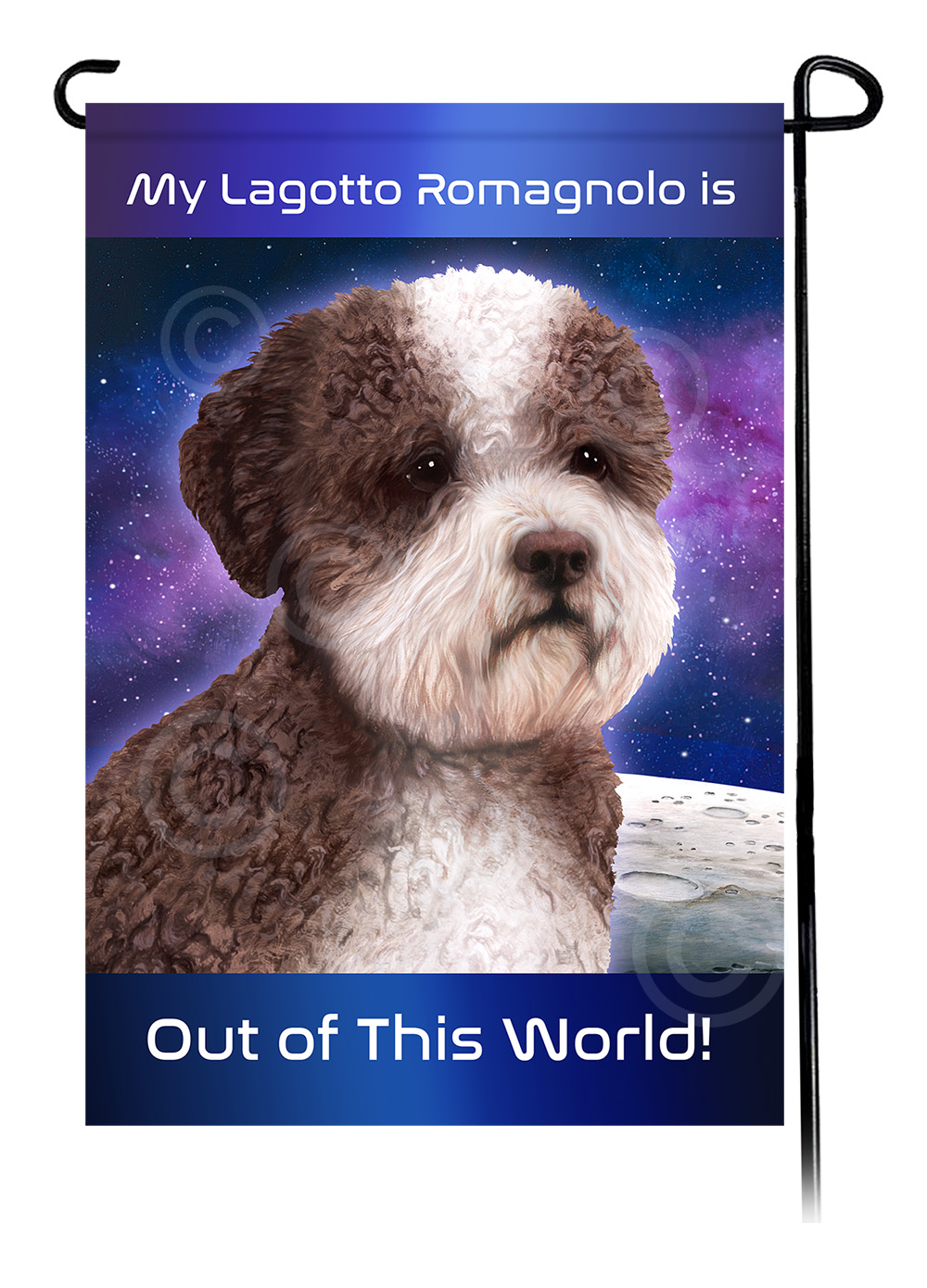 Lagotto Romagnolo Brown and White - Out Of This World Garden Flag image
