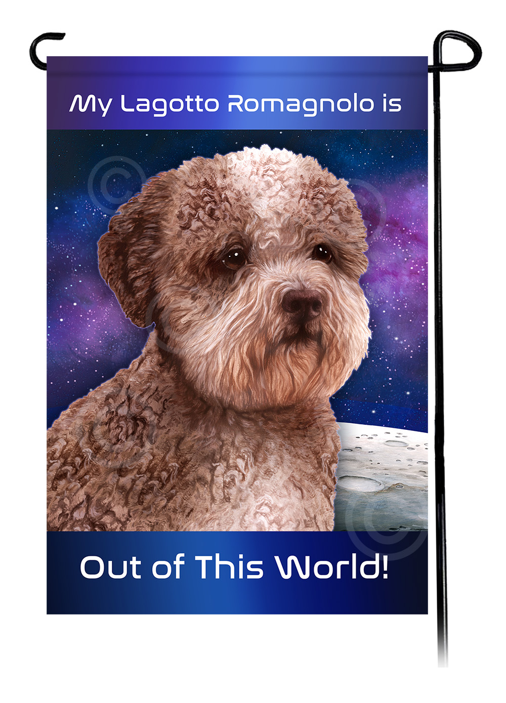 Lagotto Romagnolo Brown Roan - Out Of This World Garden Flag image
