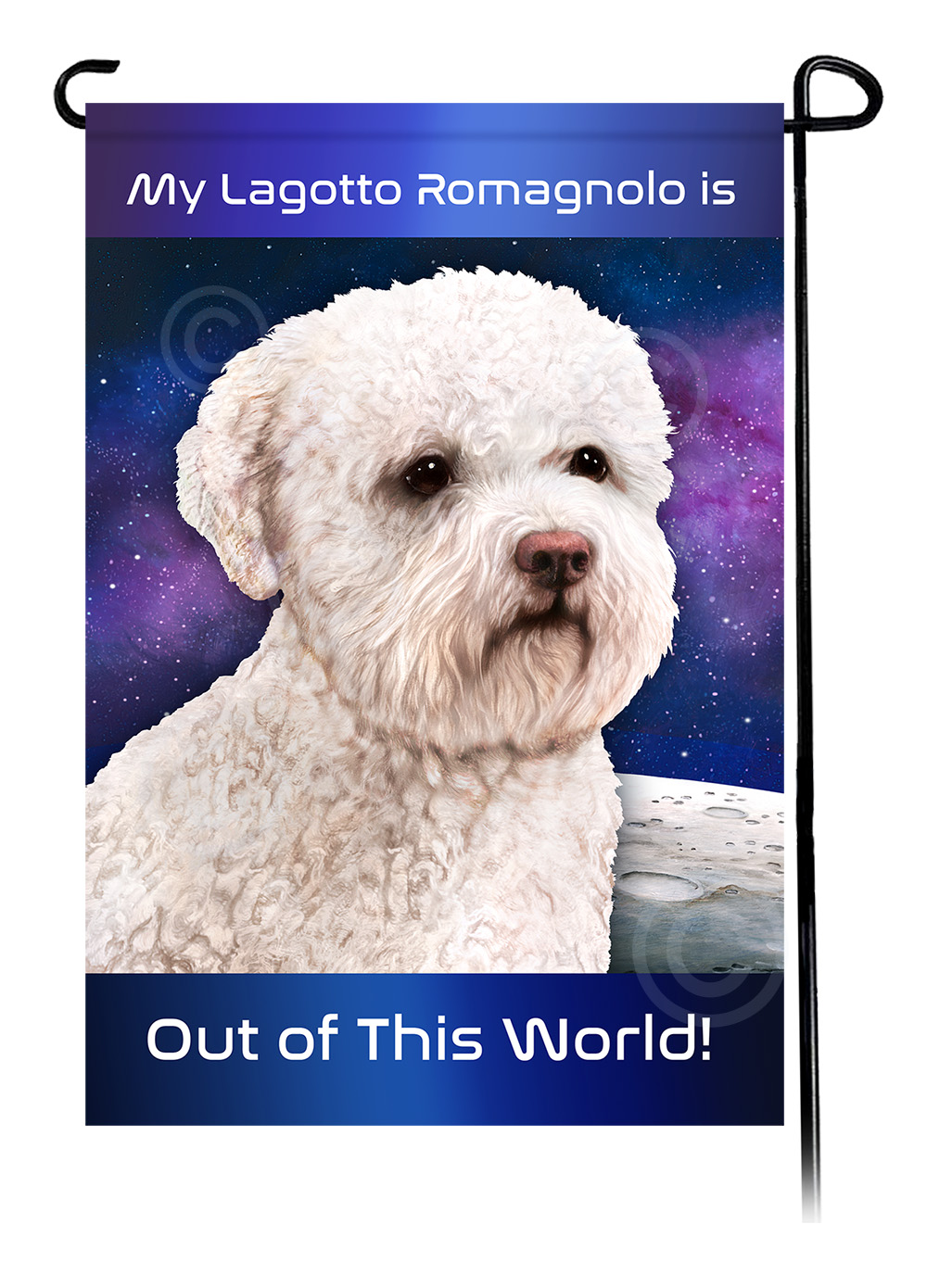 Lagotto Romagnolo White - Out Of This World Garden Flag image