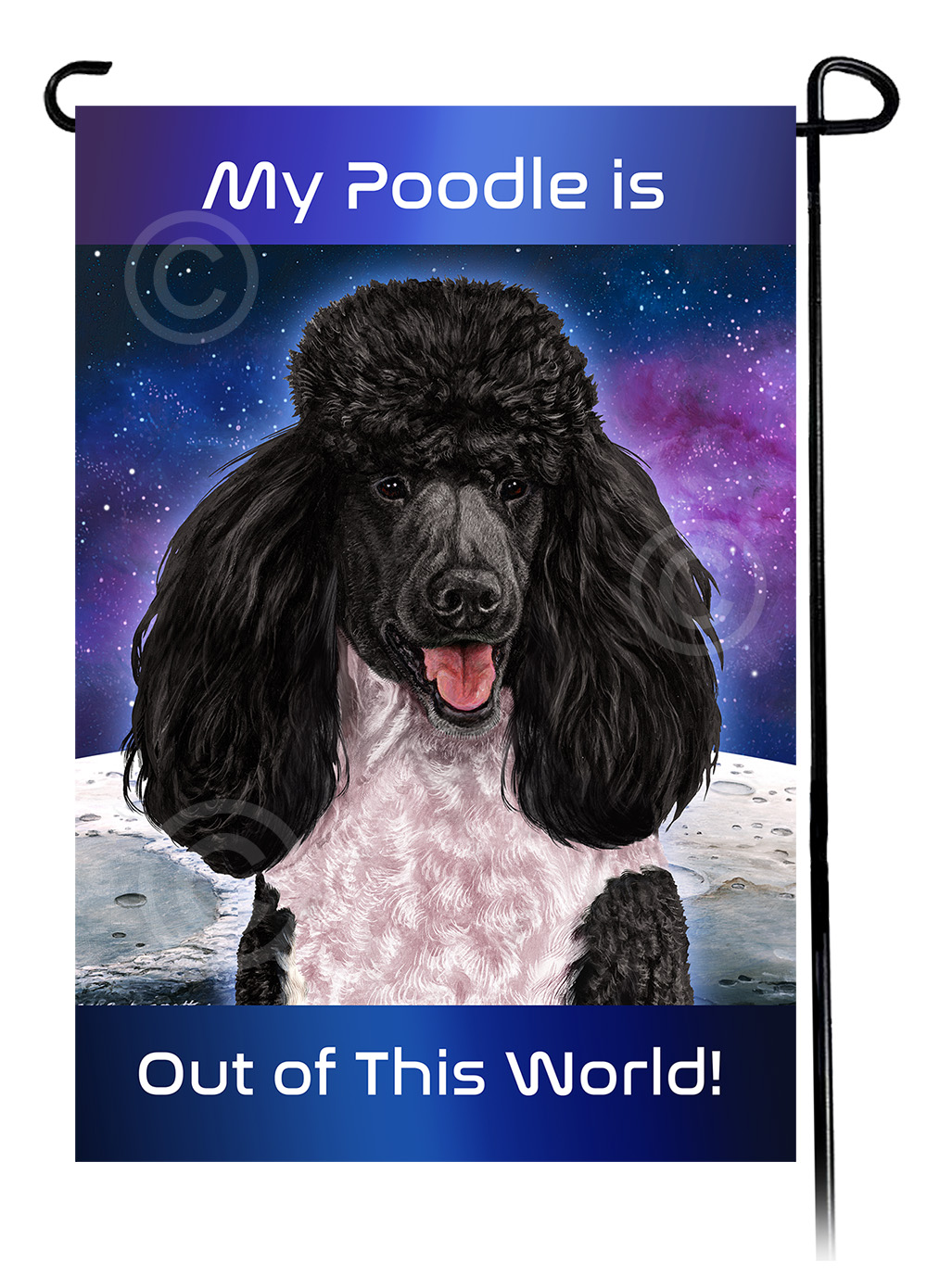 Poodle Standard Black and White Parti - Out Of This World Garden Flag image
