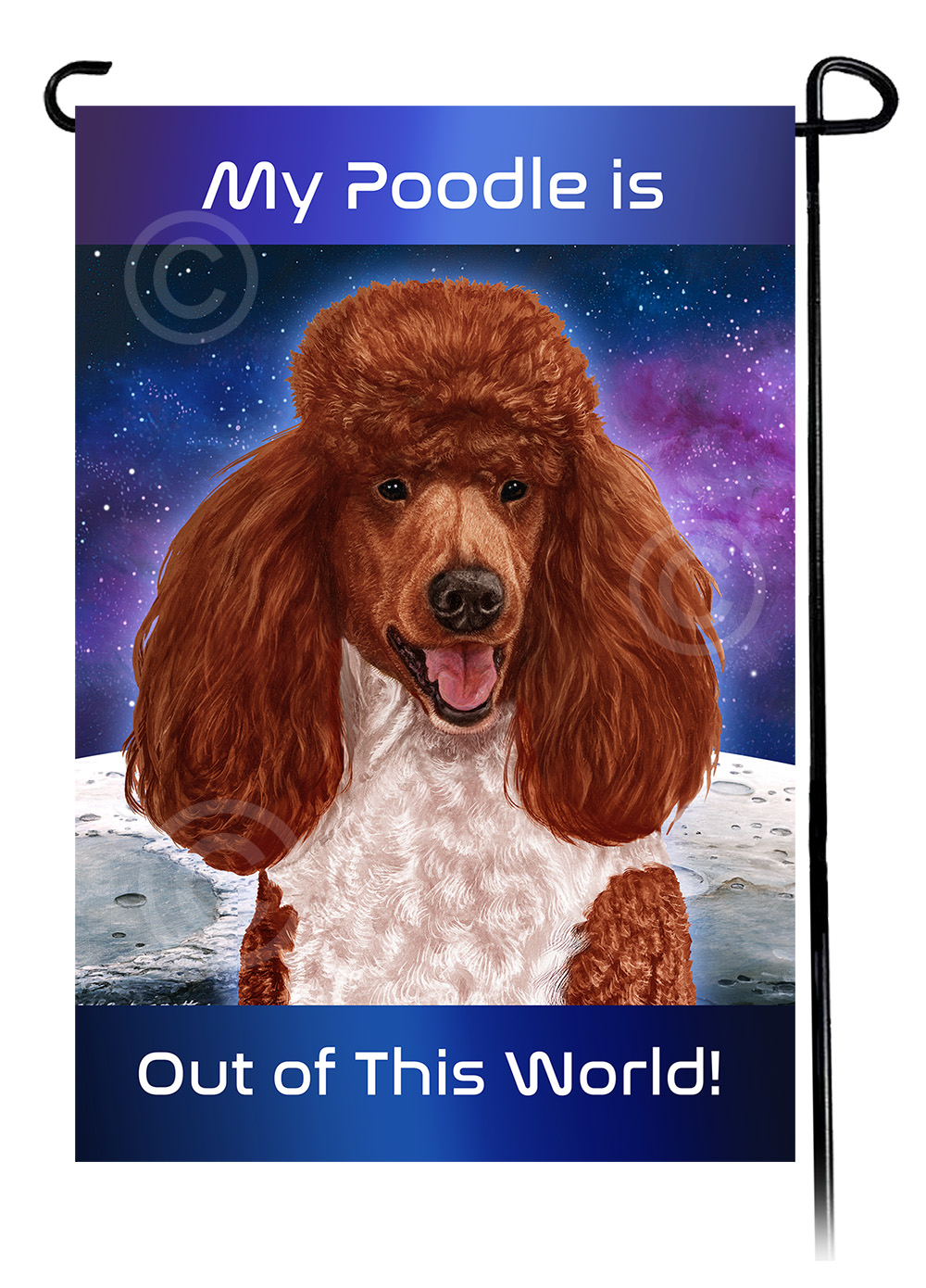 Poodle Standard Red and White - Out Of This World Garden Flag image