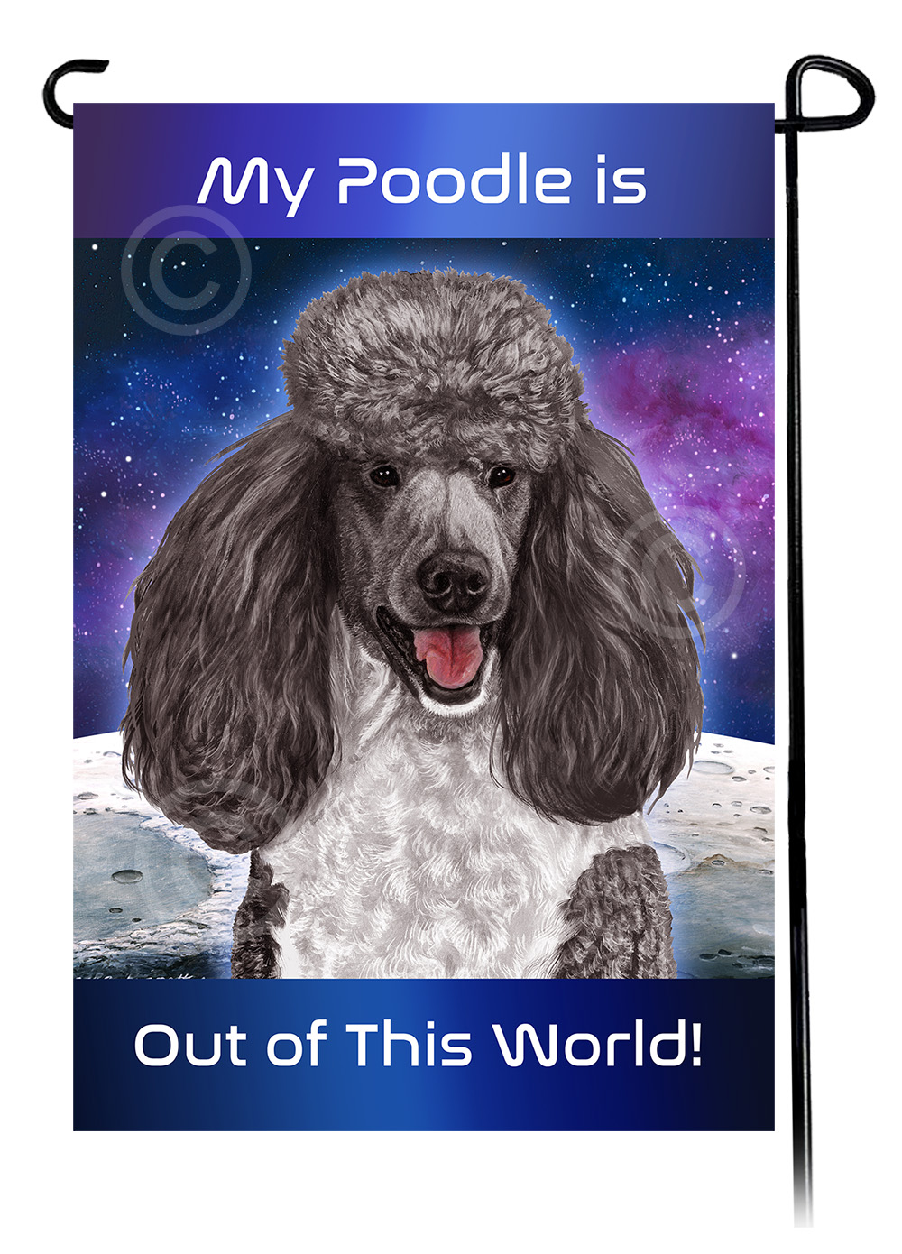 Poodle Standard Silver and White - Out Of This World Garden Flag image