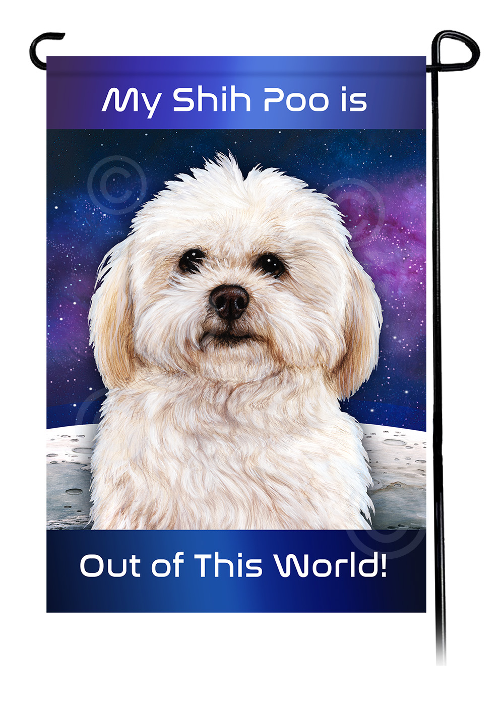 Shih Poo Cream - Out Of This World Garden Flag image