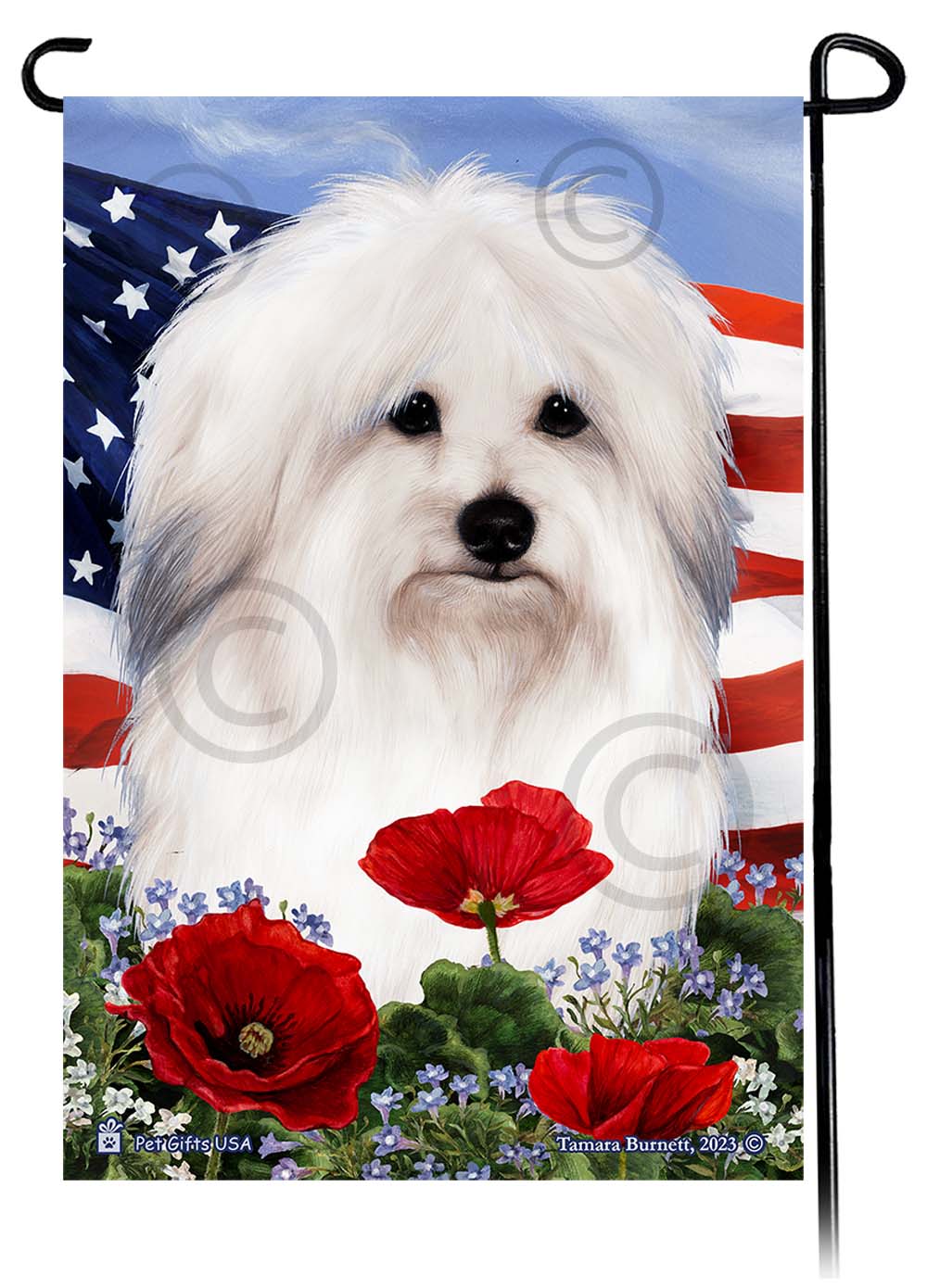 Coton de Tulear - Patriotic Flowers Garden Flag image