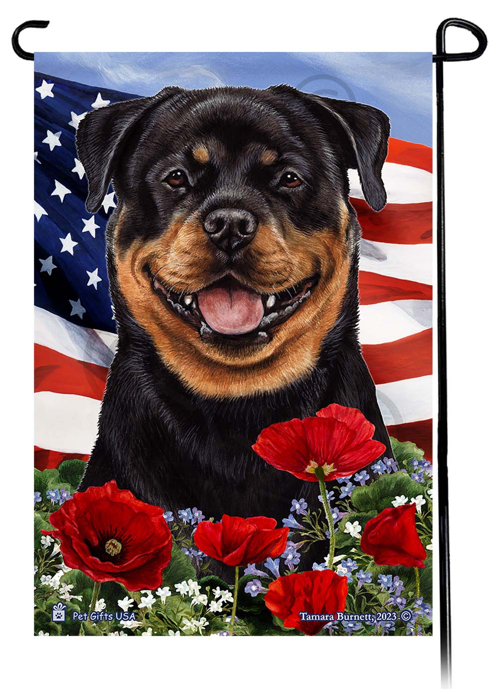 Rottweiler - Patriotic Flowers Garden Flag image