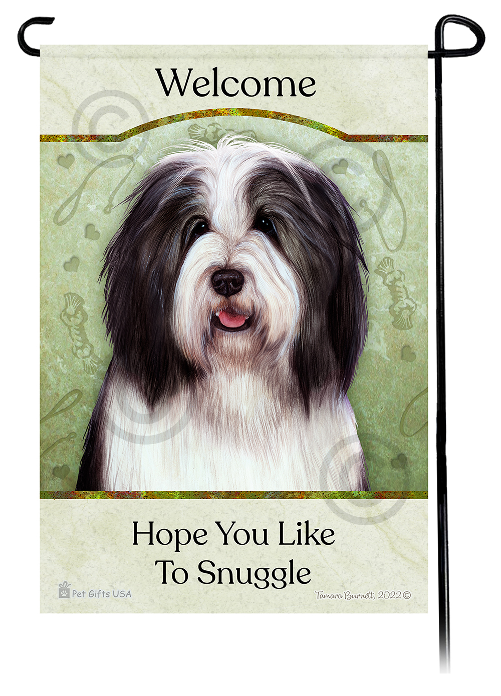 Bearded Collie Black & White Hope You're Ready To Snuggle Flags image