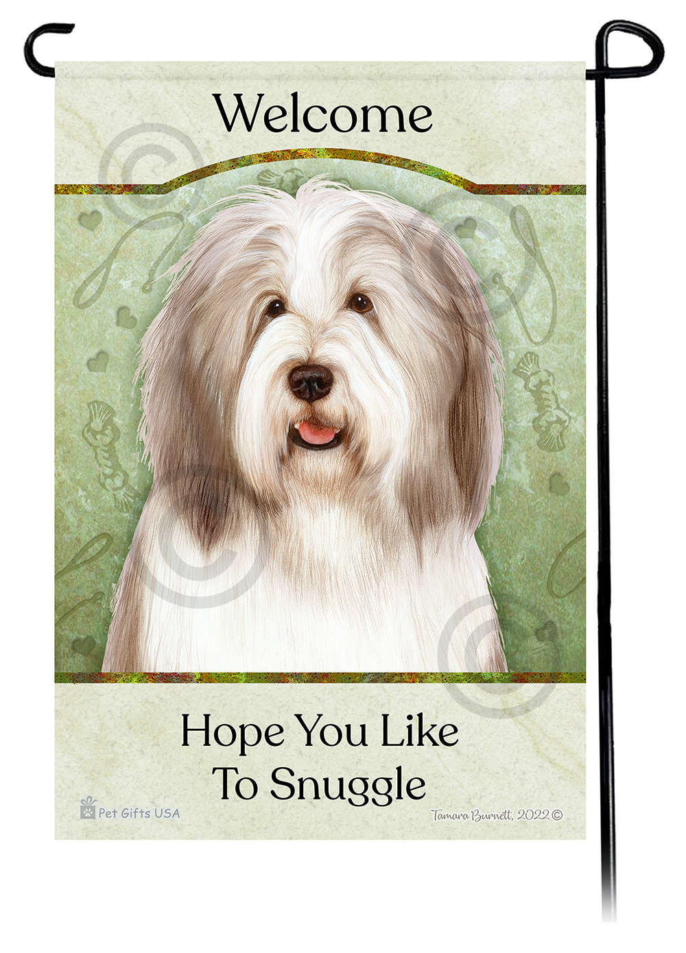 Bearded Collie Light Liver & White Hope You're Ready To Snuggle Flags image