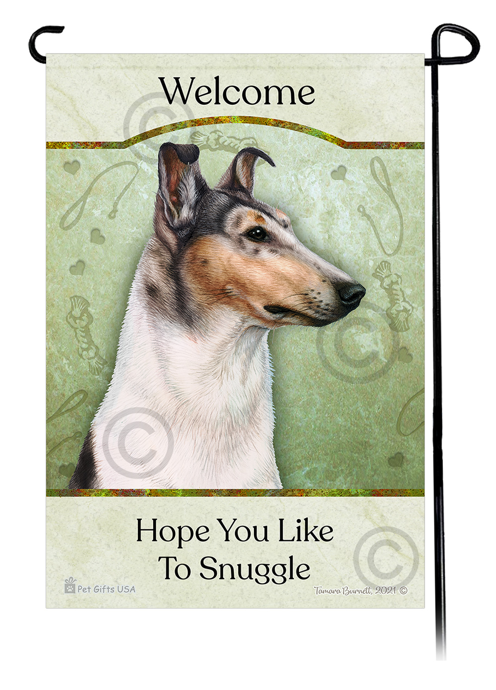 Smooth Collie Blue Merle Hope You Like To Snuggle Flag image