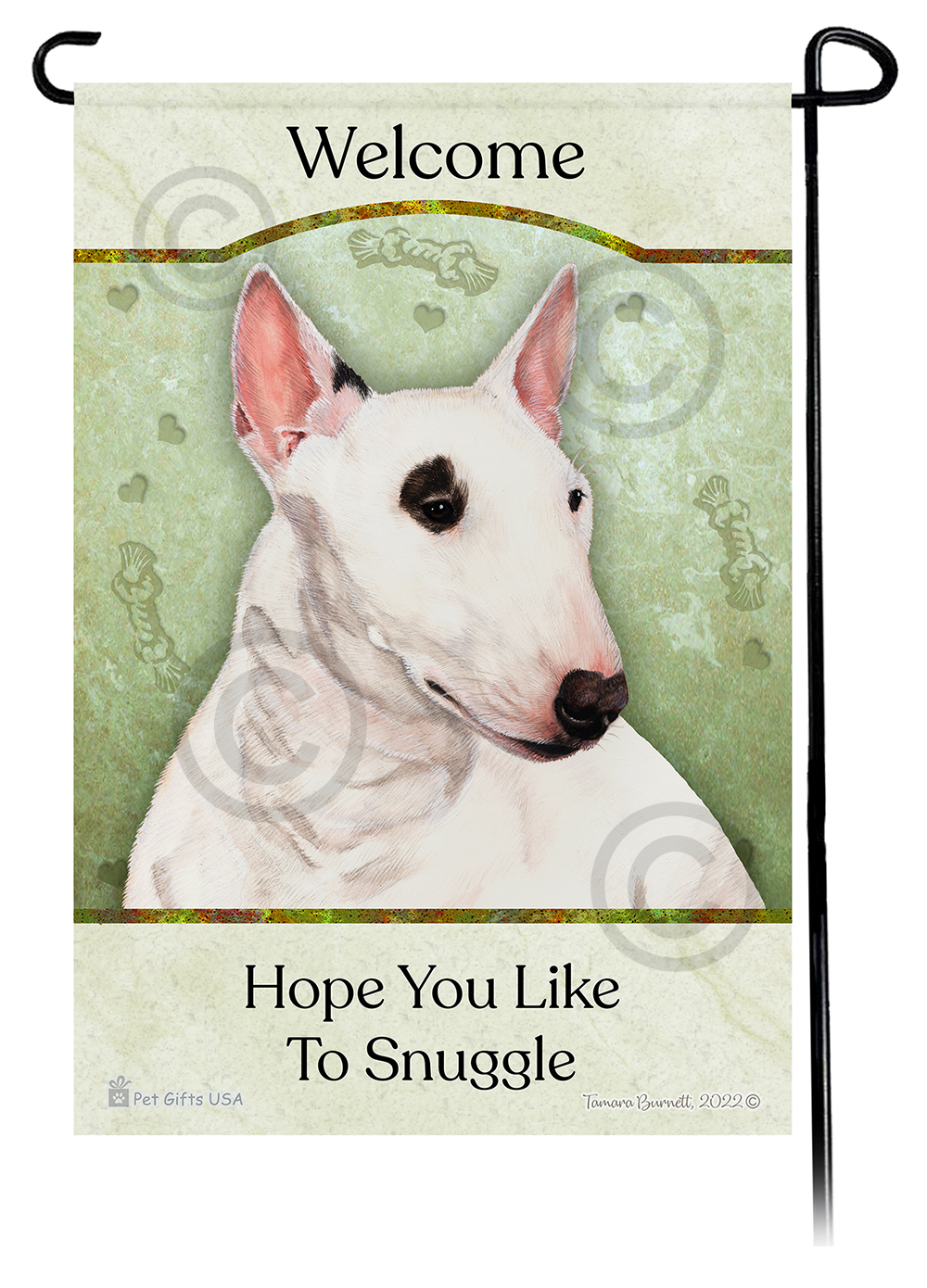 Bull Terrier Mini White Hope You're Ready To Snuggle Flags image