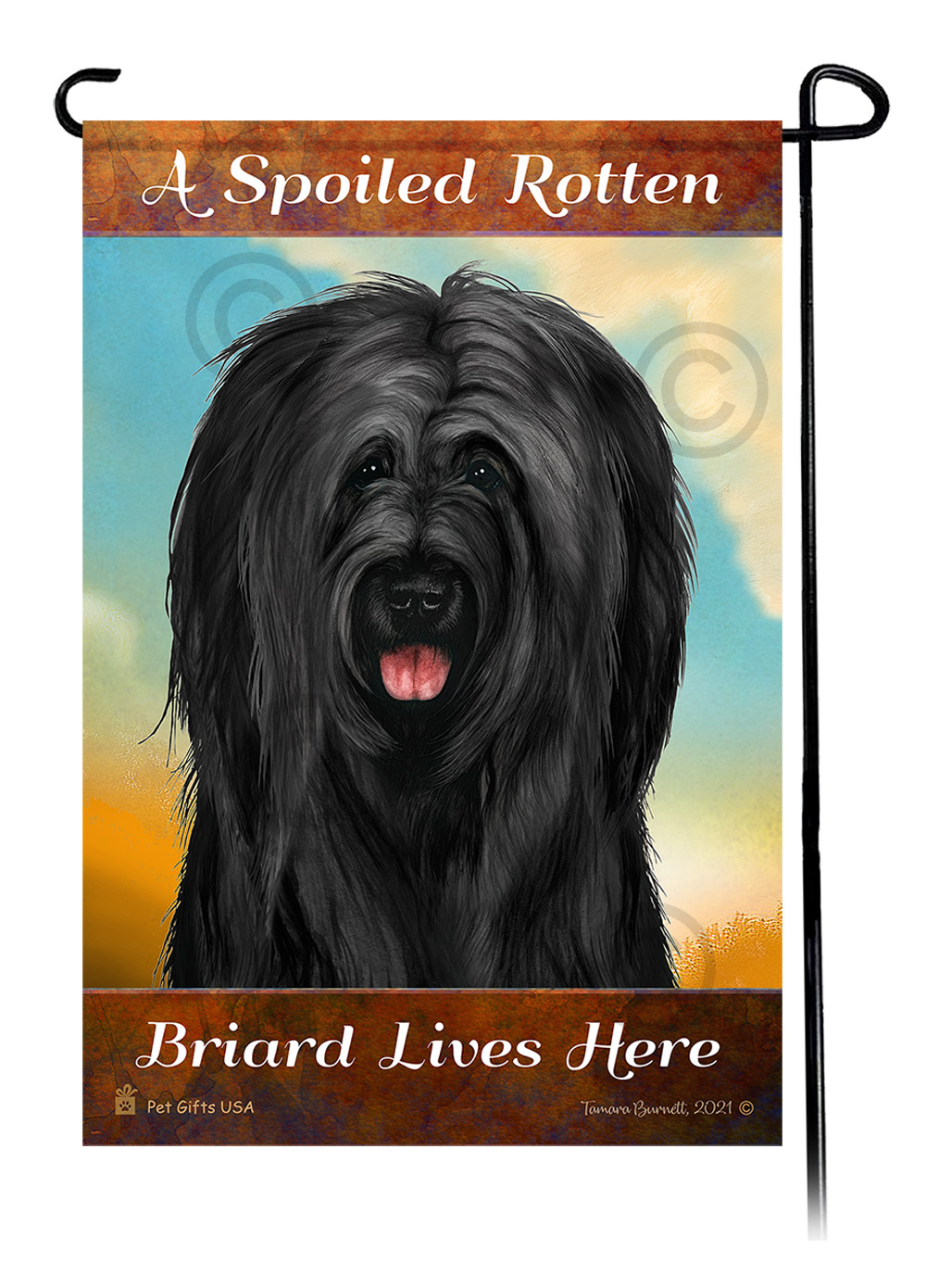 A Spoiled Rotten Briard Black Uncropped - NEW Lives Here - Garden Flag image