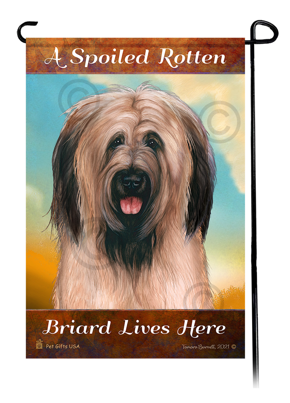 A Spoiled Rotten Briard Fawn Uncropped - NEW Lives Here - Garden Flag image A Spoiled Rotten Briard Fawn Uncropped - NEW Lives Here - Garden Flag image