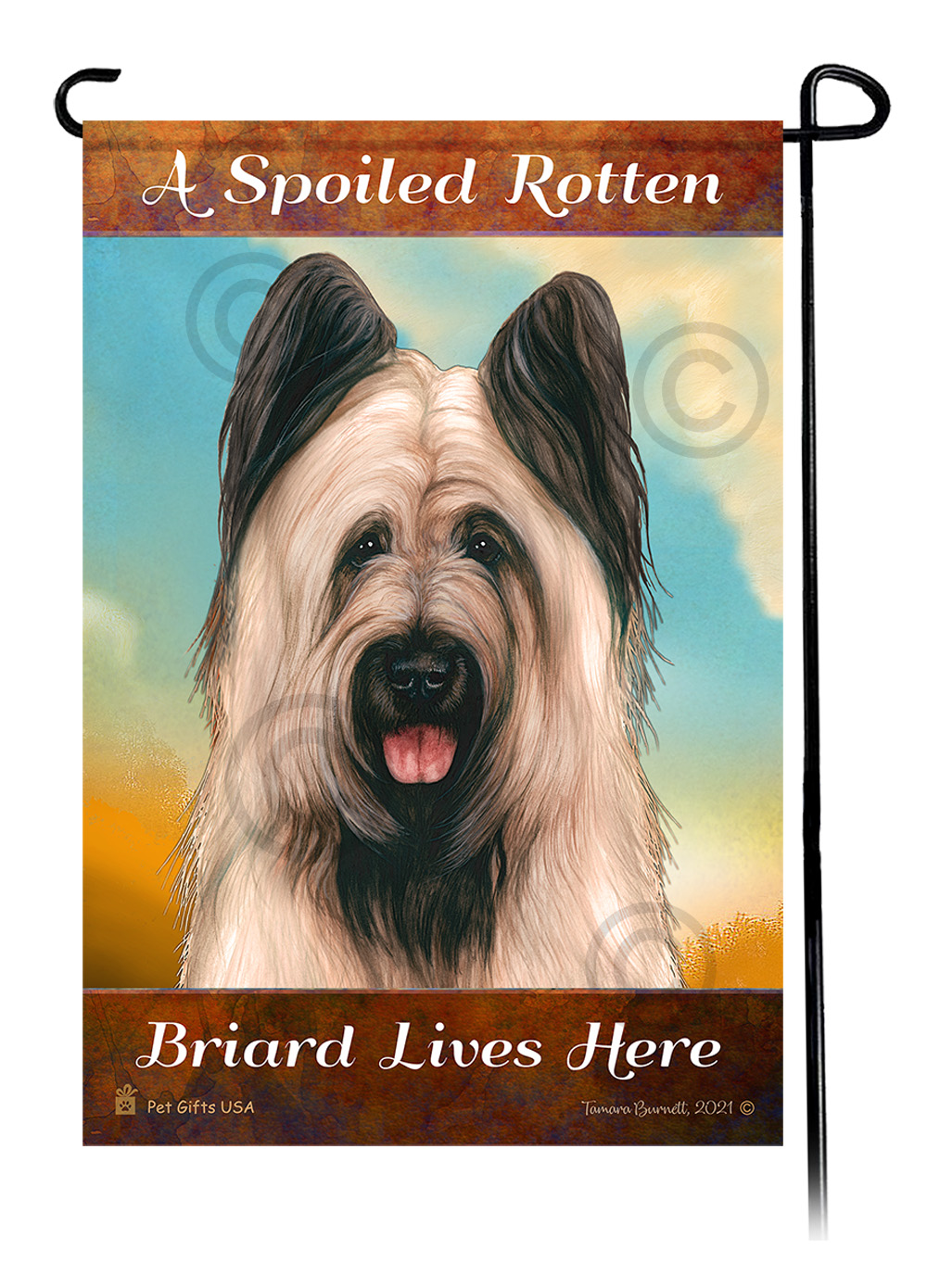 A Spoiled Rotten Briard Light Fawn Cropped - NEW Lives Here - Garden Flag image A Spoiled Rotten Briard Light Fawn Cropped - NEW Lives Here - Garden Flag image