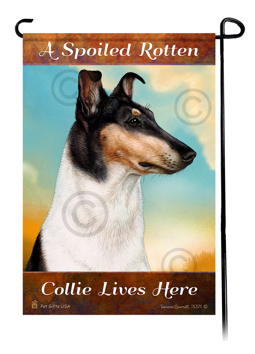 A Spoiled Rotten Smooth Collie Tri-Color - NEW Lives Here - Garden Flag image