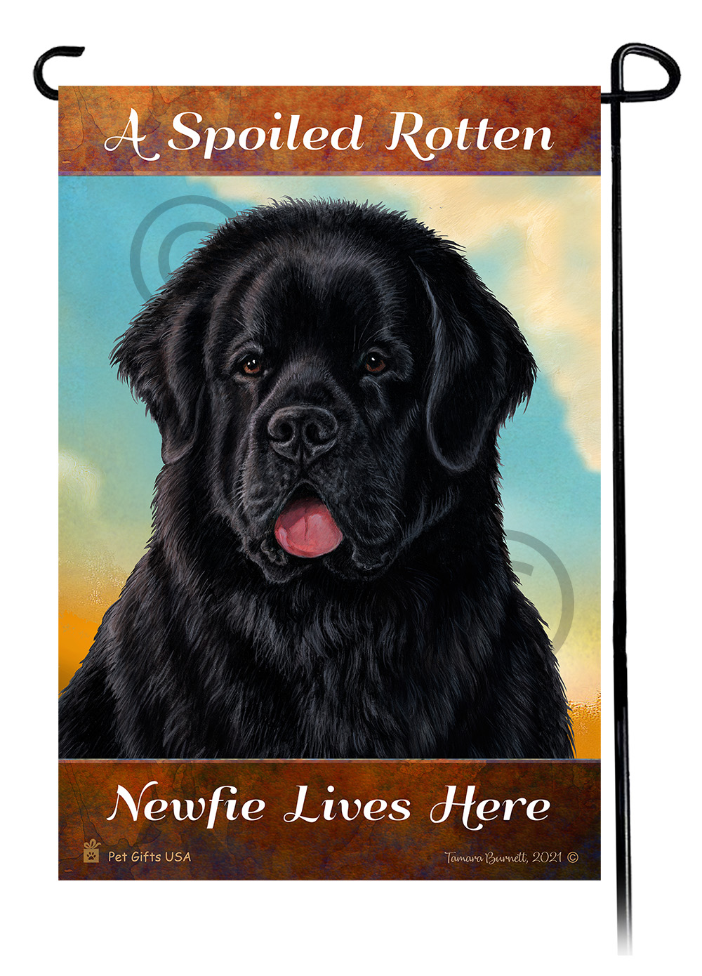 An image of product 23958 - A Spoiled Rotten Newfoundland Black Lives Here - Garden Flag