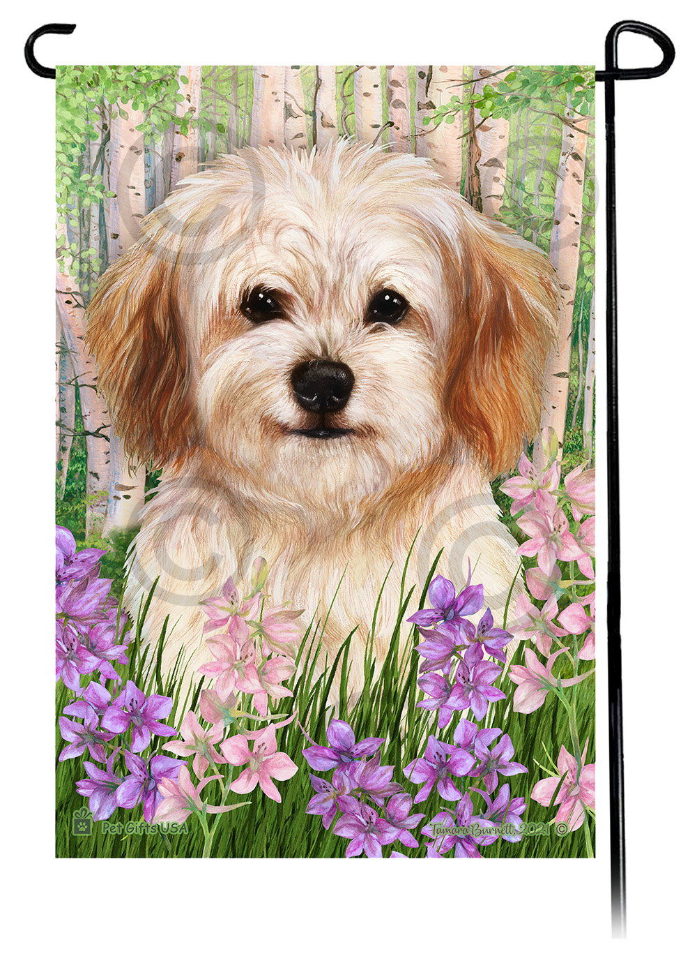 Cavachon Spring Flowers Flag image