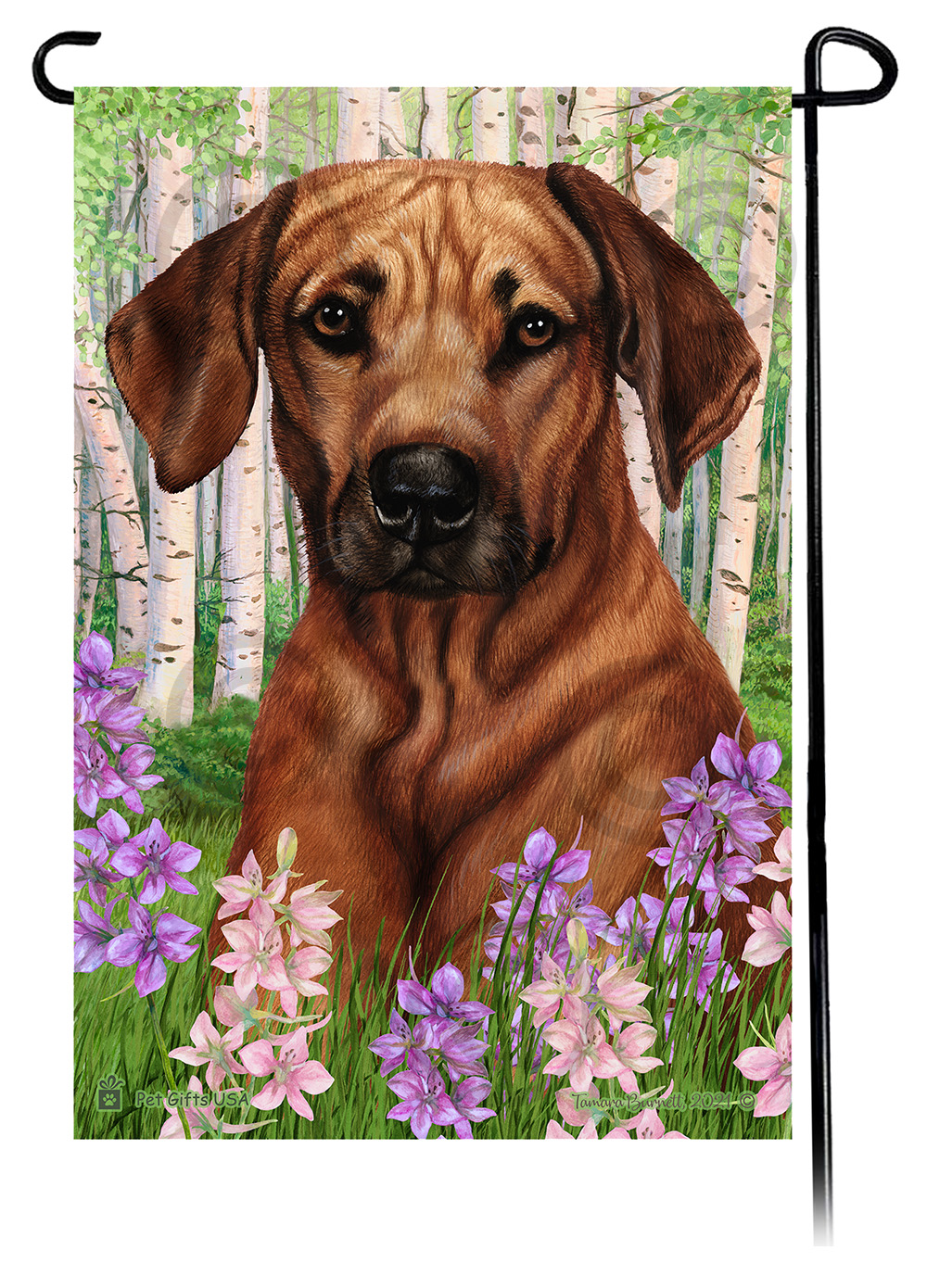 Rhodesian Ridgeback Spring Flowers Flag image