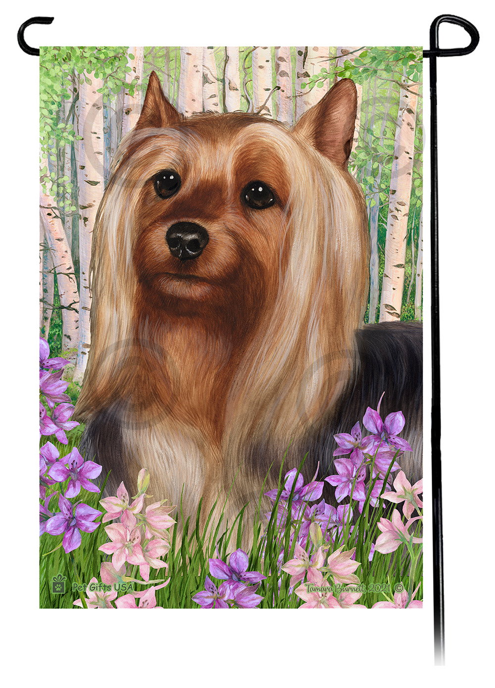 Silky Terrier Spring Flowers Flag image