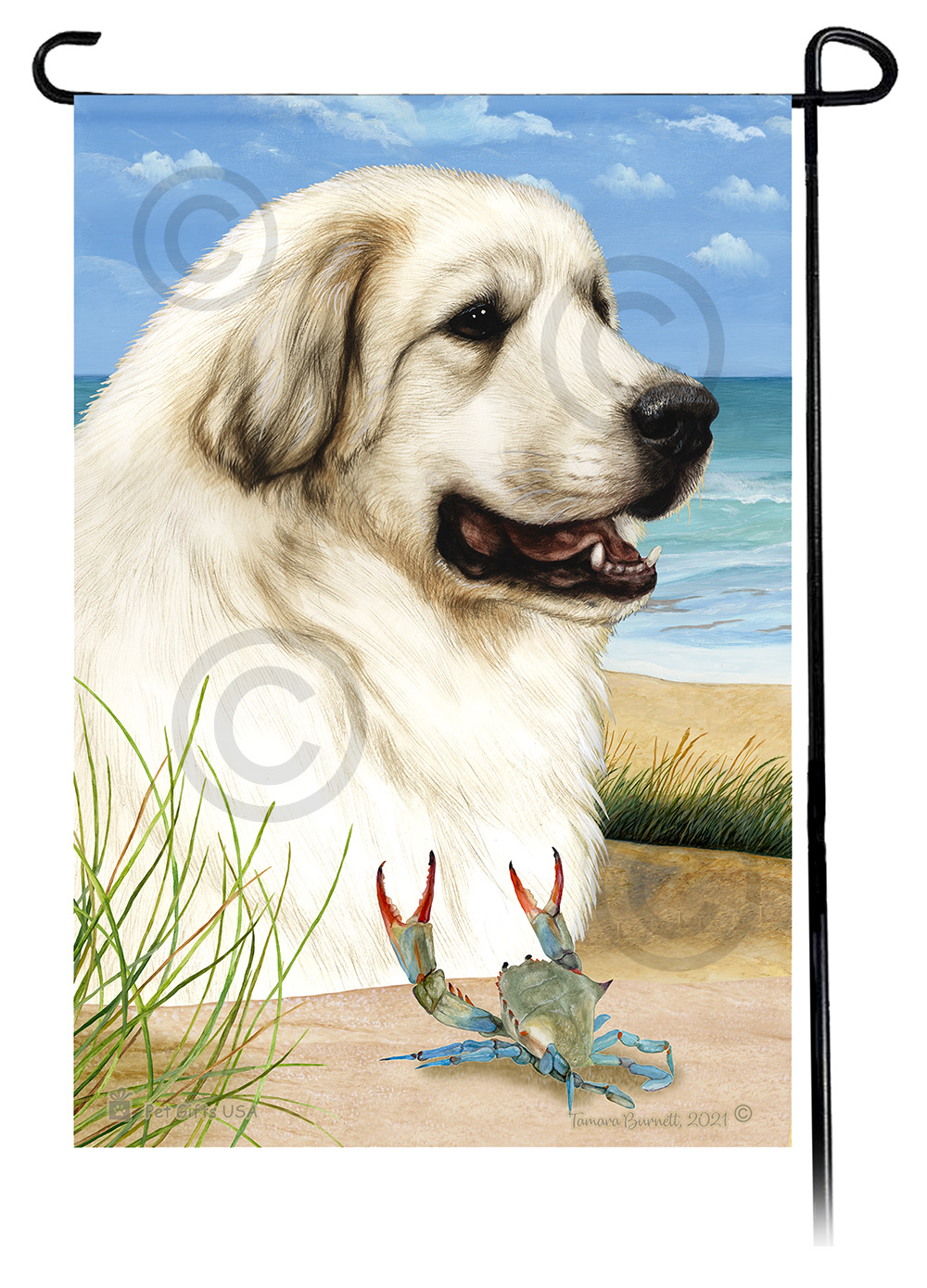 Great Pyrenees Summer Beach Garden Flag image